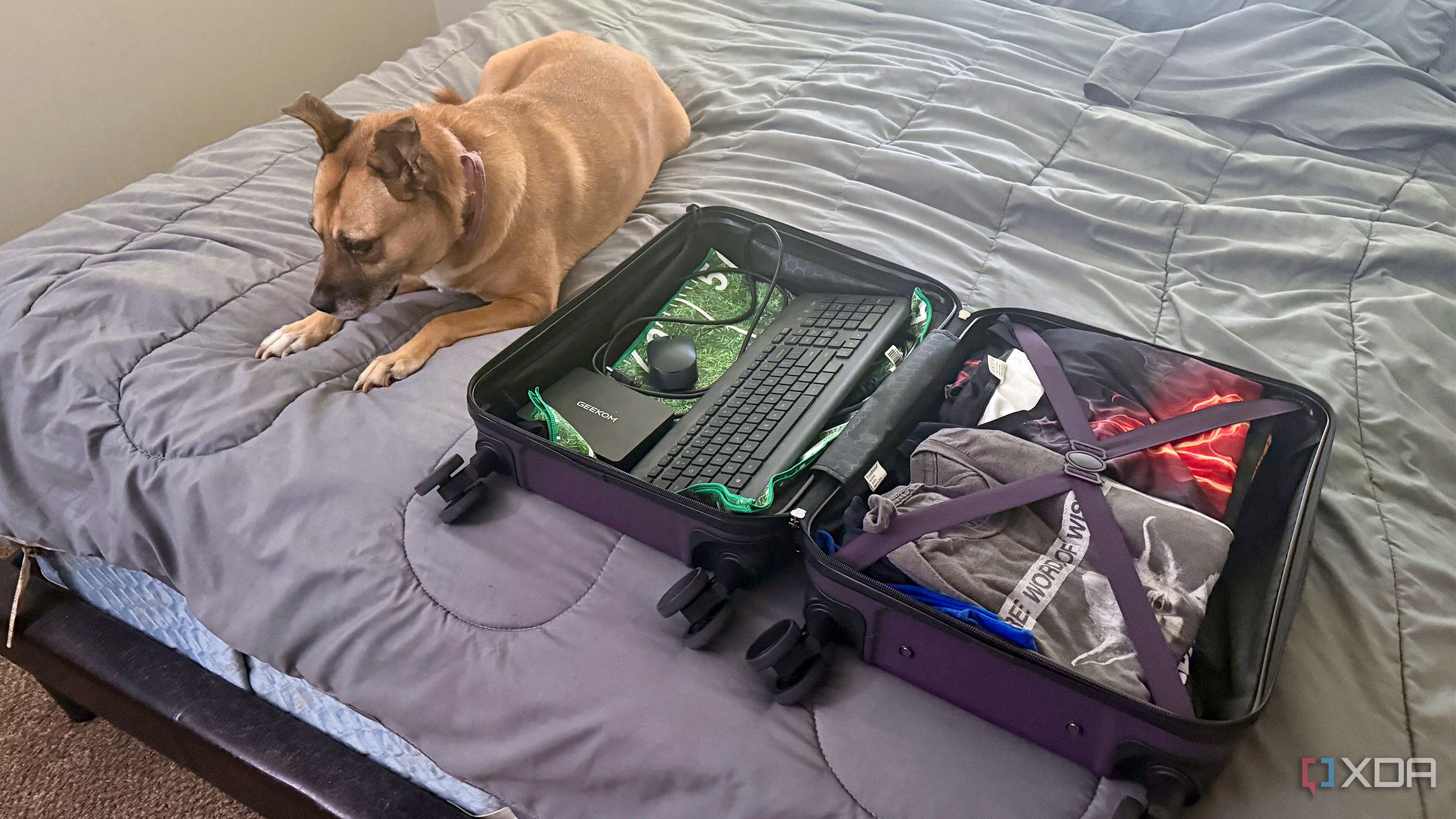 A mini PC in a travel carry-on