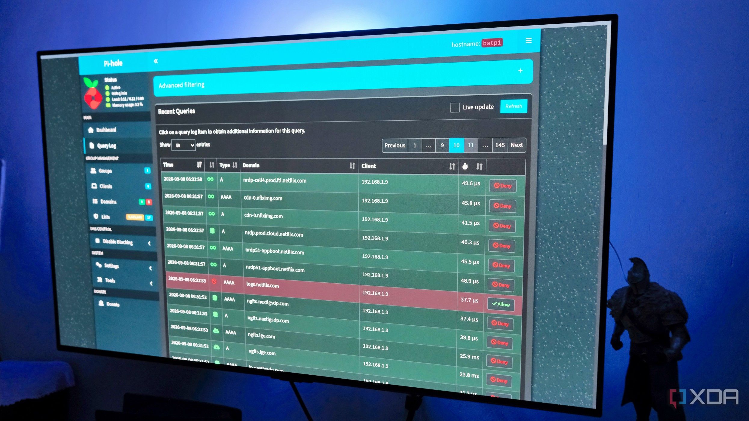 Running Pi-hole on Raspberry Pi to see what Smart TV is doing