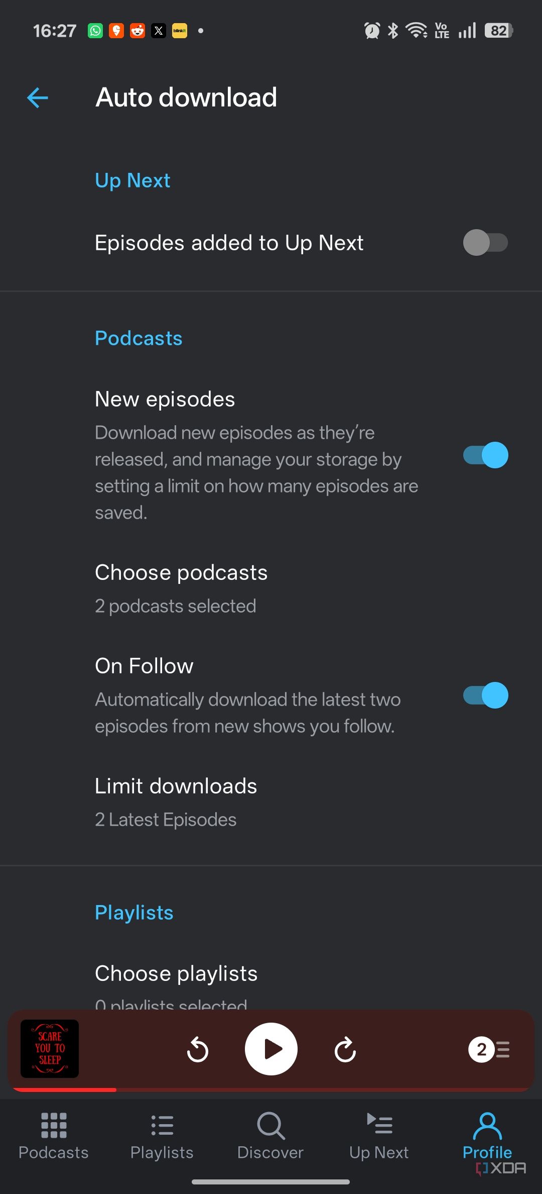 Налаштування автоматичного завантаження Pocket Casts
