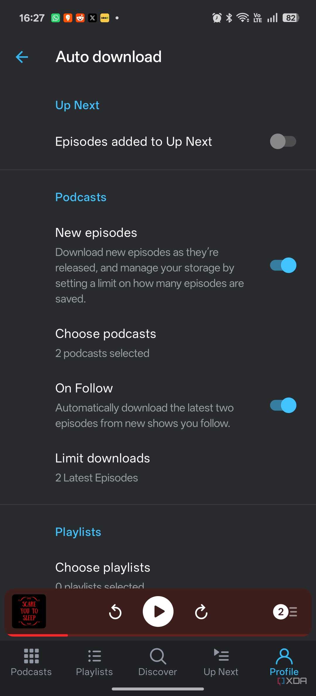 Налаштування автоматичного завантаження Pocket Casts