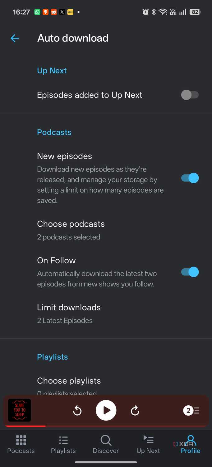 Налаштування автоматичного завантаження Pocket Casts