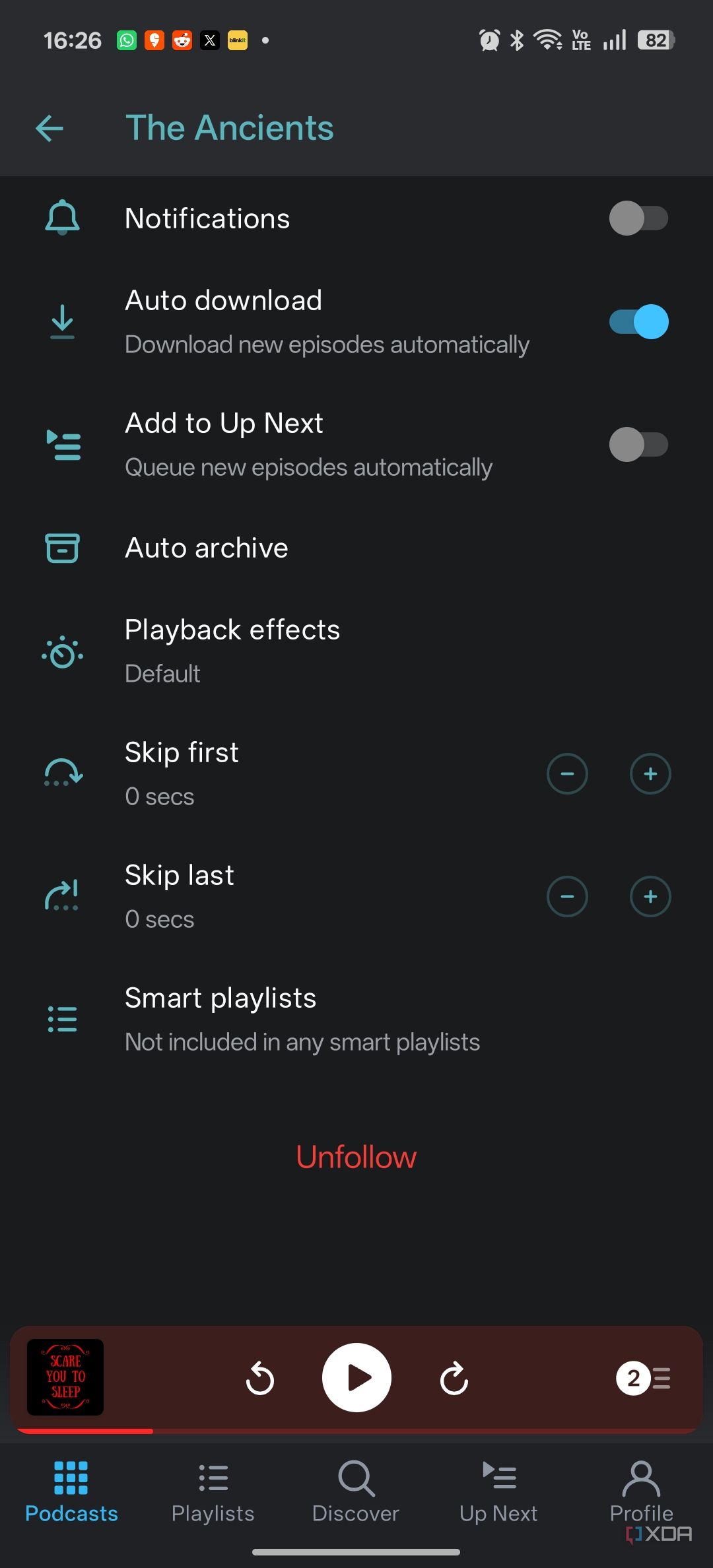 Автоматичне перемикання на завантаження Pocket Casts