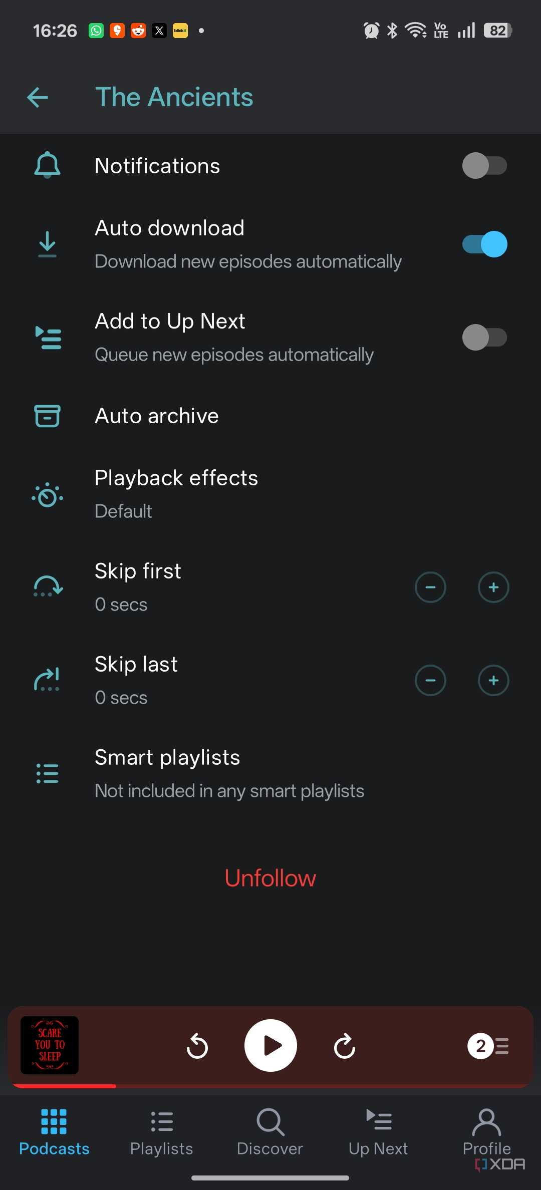 Автоматичне перемикання на завантаження Pocket Casts