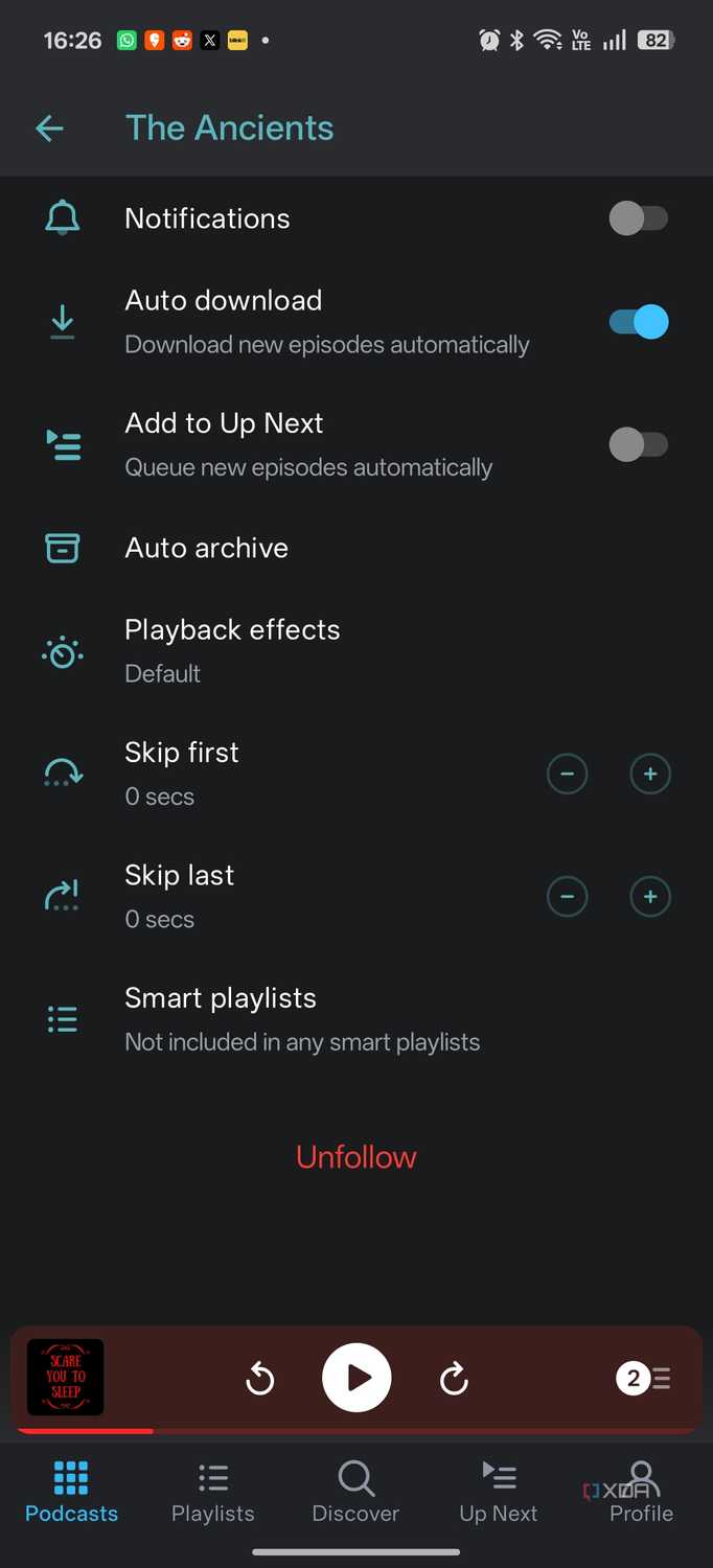 Автоматичне перемикання на завантаження Pocket Casts