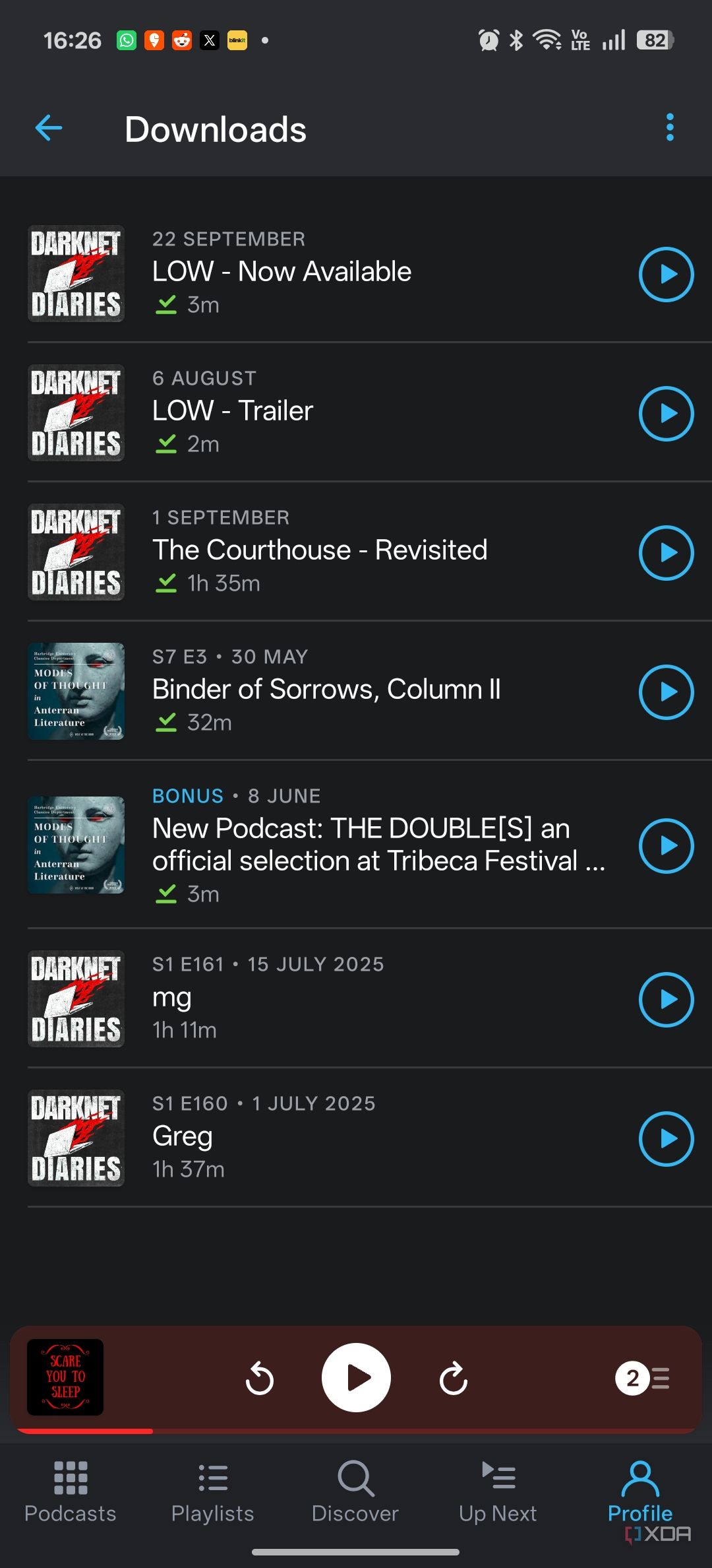 Параметри завантаження Pocket Casts