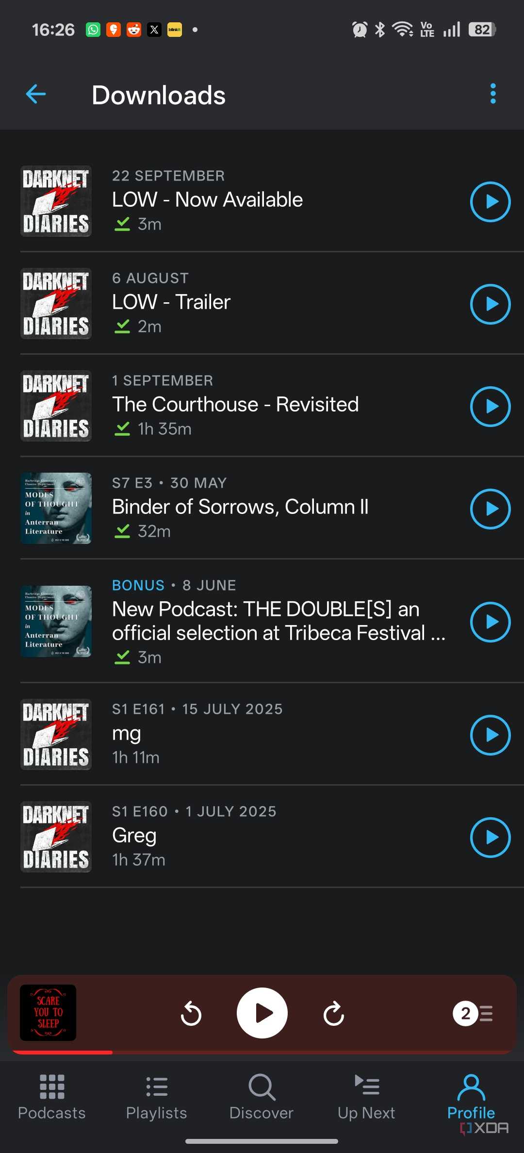 Параметри завантаження Pocket Casts