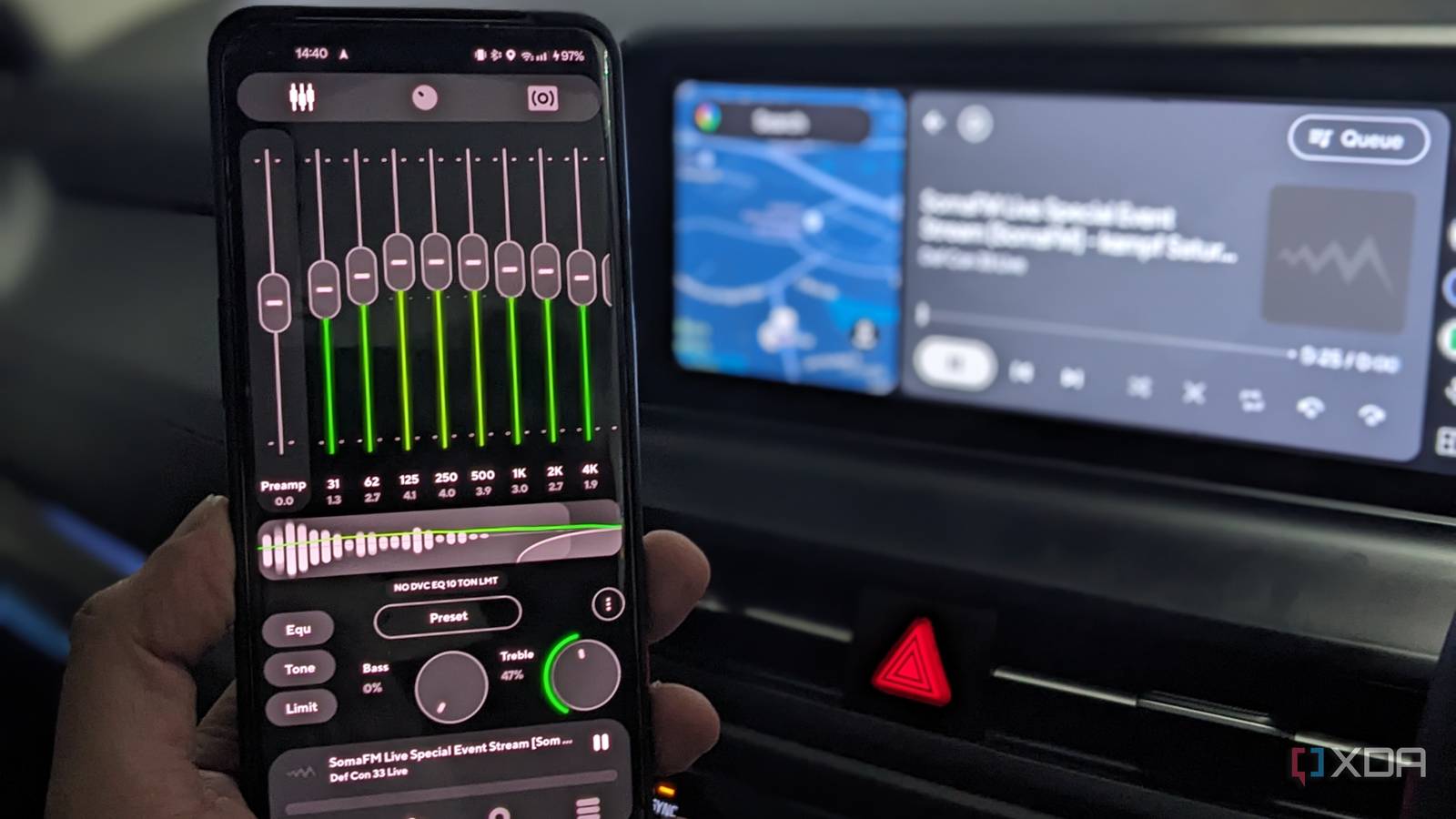 интерфейс плеера Poweramp на смартфоне с подключением Android Auto интерфейс плеера Poweramp на смартфоне с подключением Android Auto