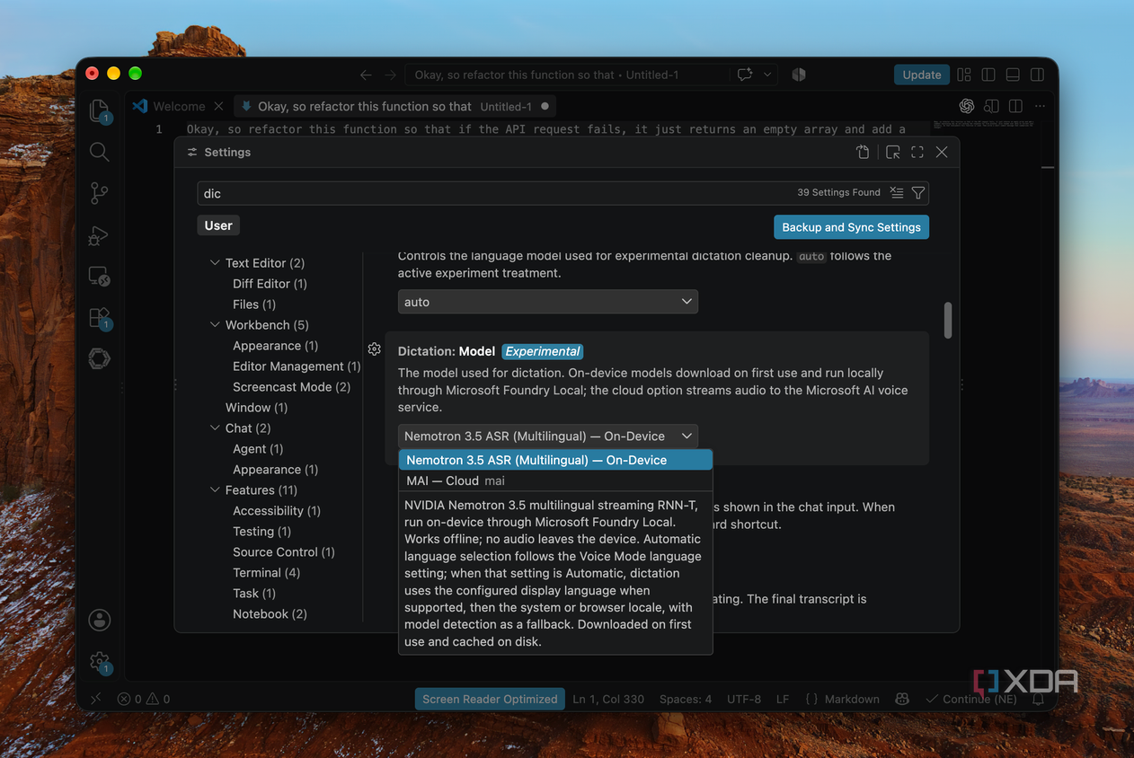 VS Code получил встроенную функцию распознавания речи с локальным ИИ Настройки транскрипции в интерфейсе VS Code