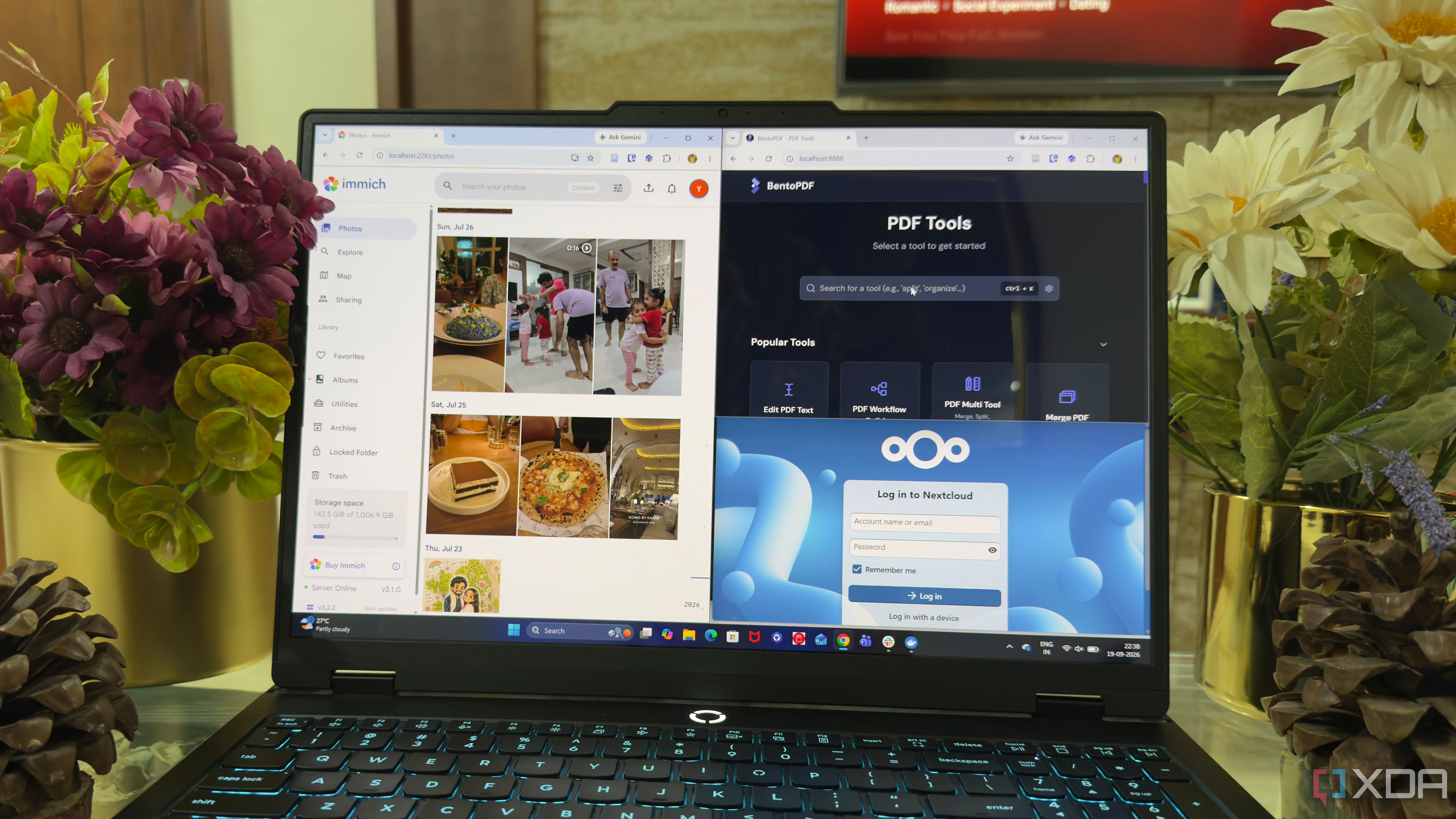 Self hosted Immich, Nextcloud, and BentoPDF on Lenovo Legion