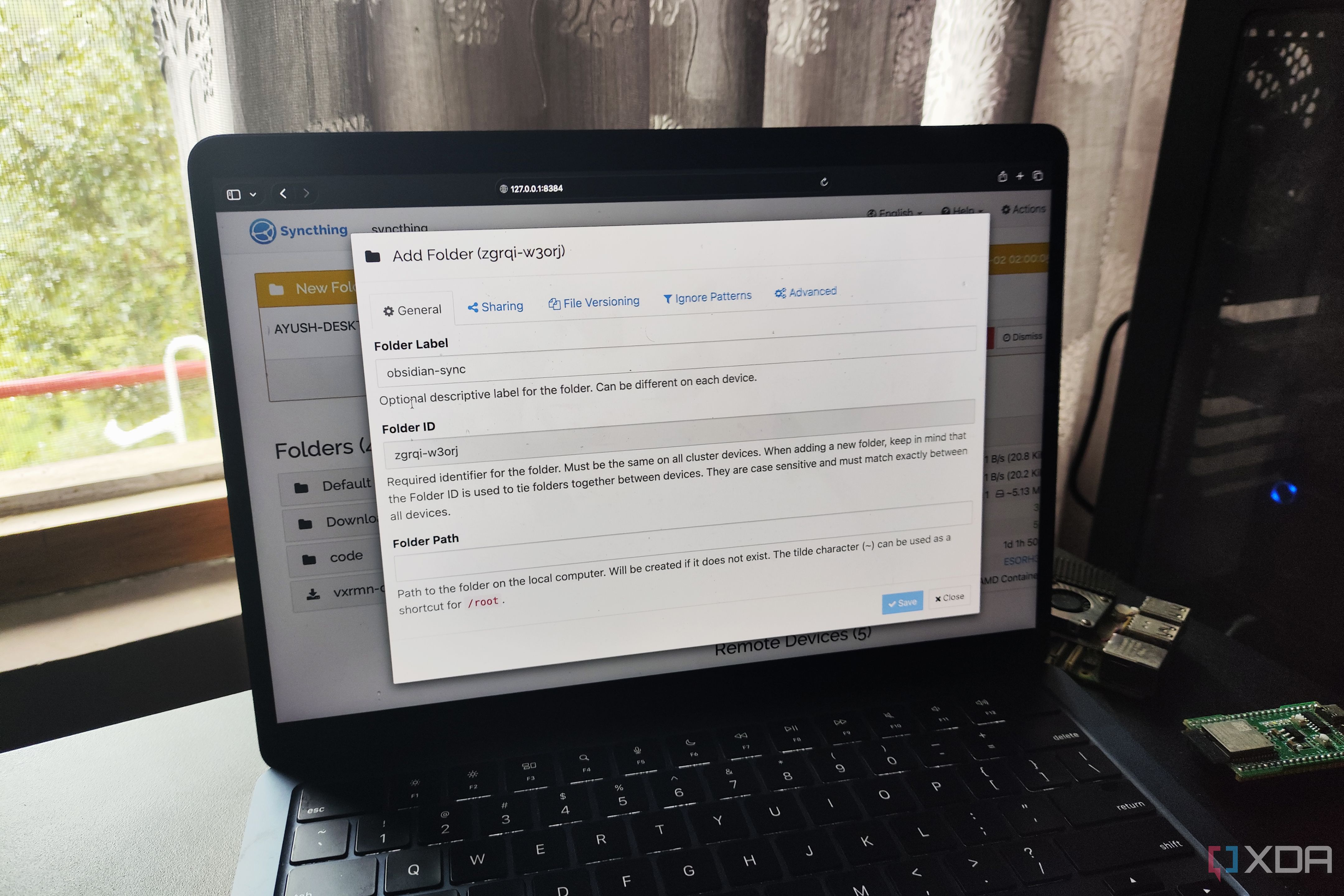 Accessing Syncthing's web UI