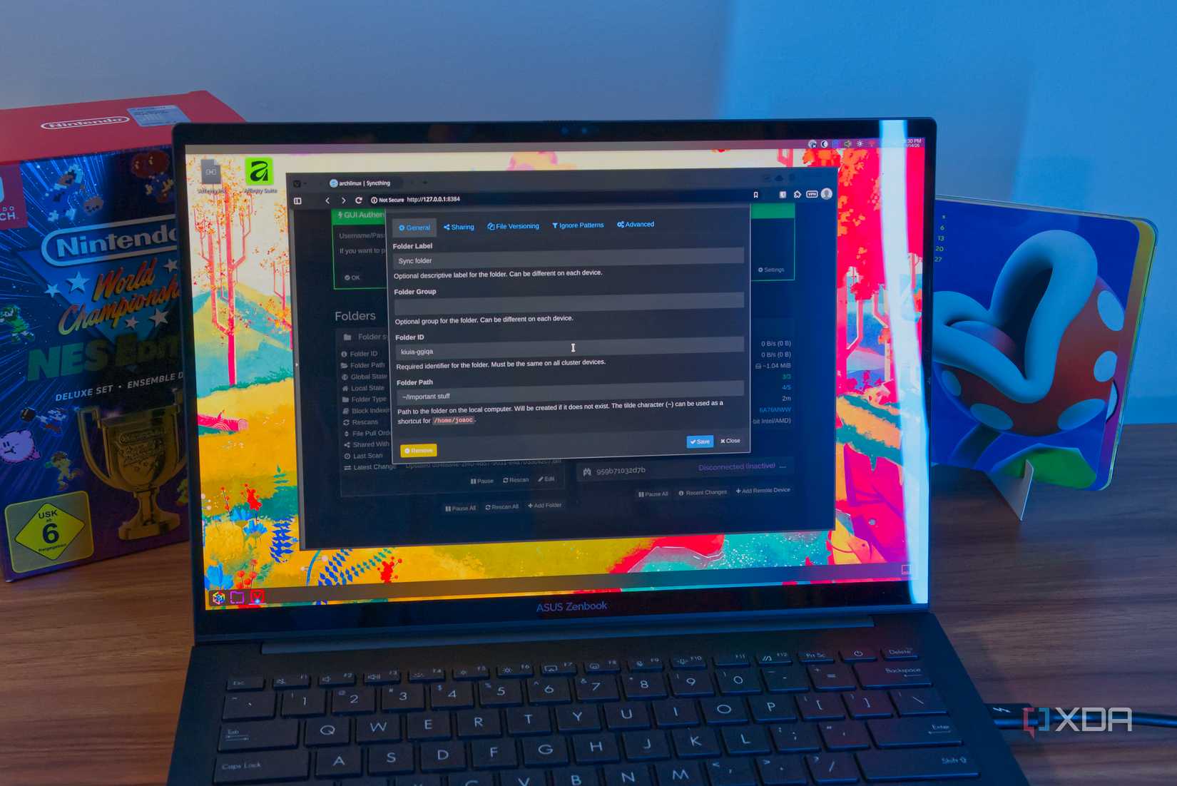 A laptop showing the option to add a shared folder in Syncthing
