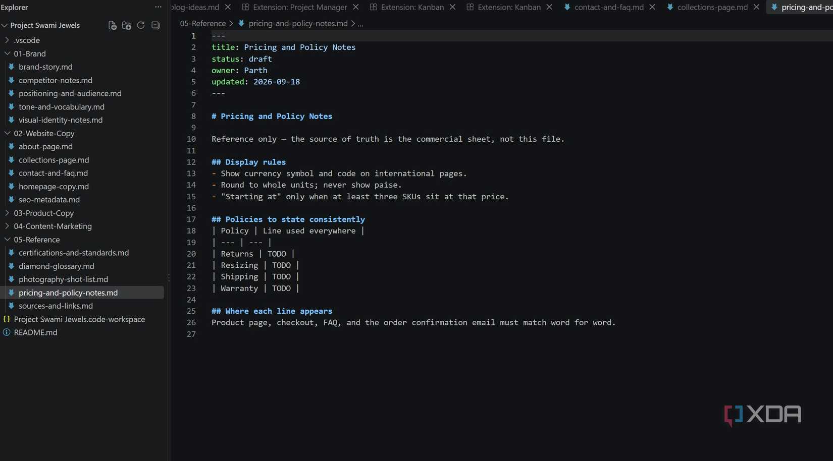 Как превратить VS Code в полноценную рабочую среду для текстов и планирования проект в рабочем пространстве VS Code
