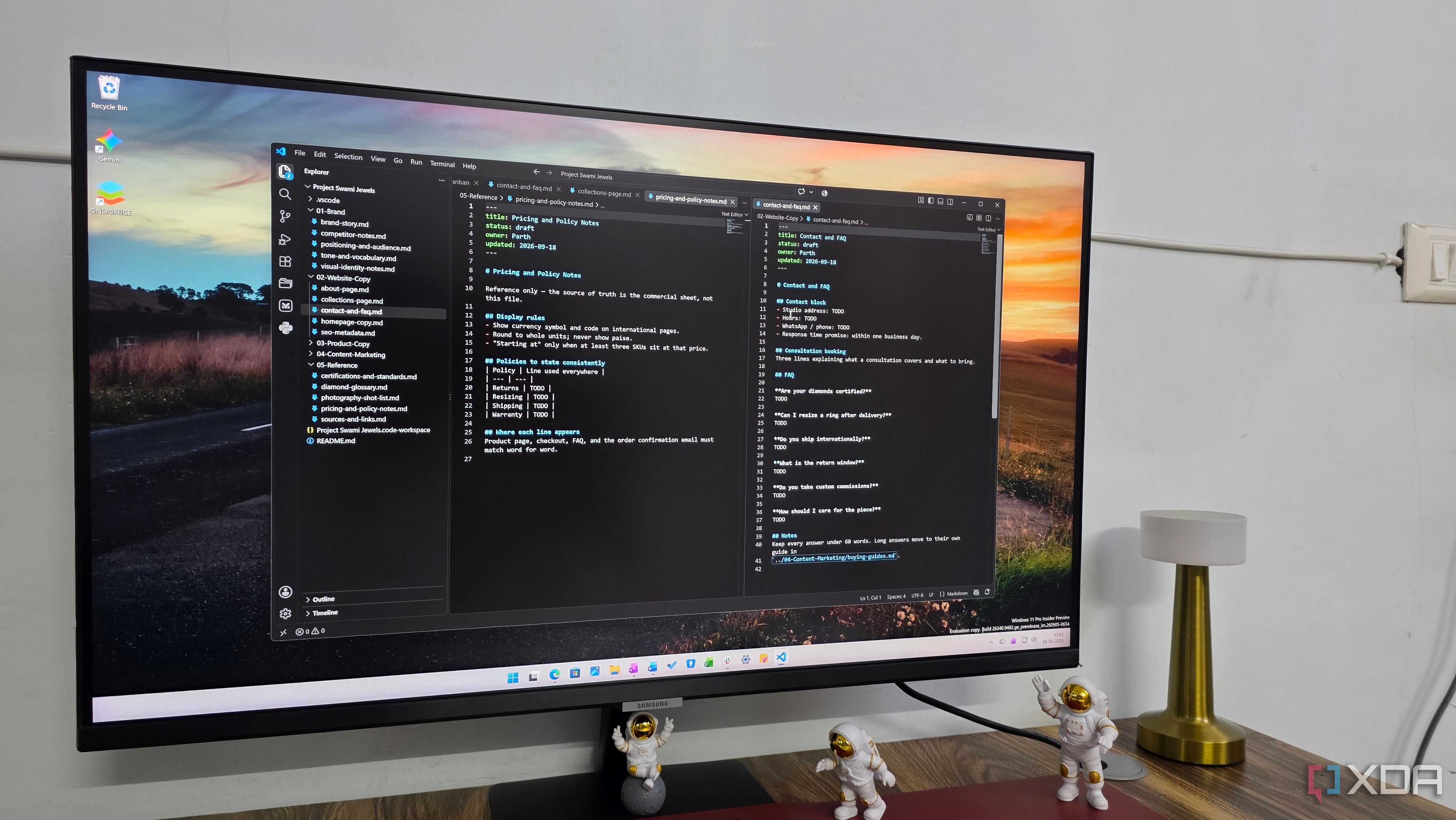 using VS Code as writing and planning hub