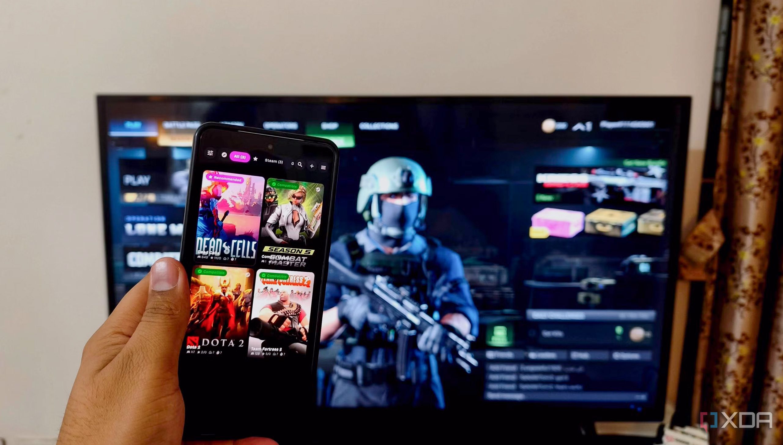Dex running on a Samsung phone and hooked up to a TV