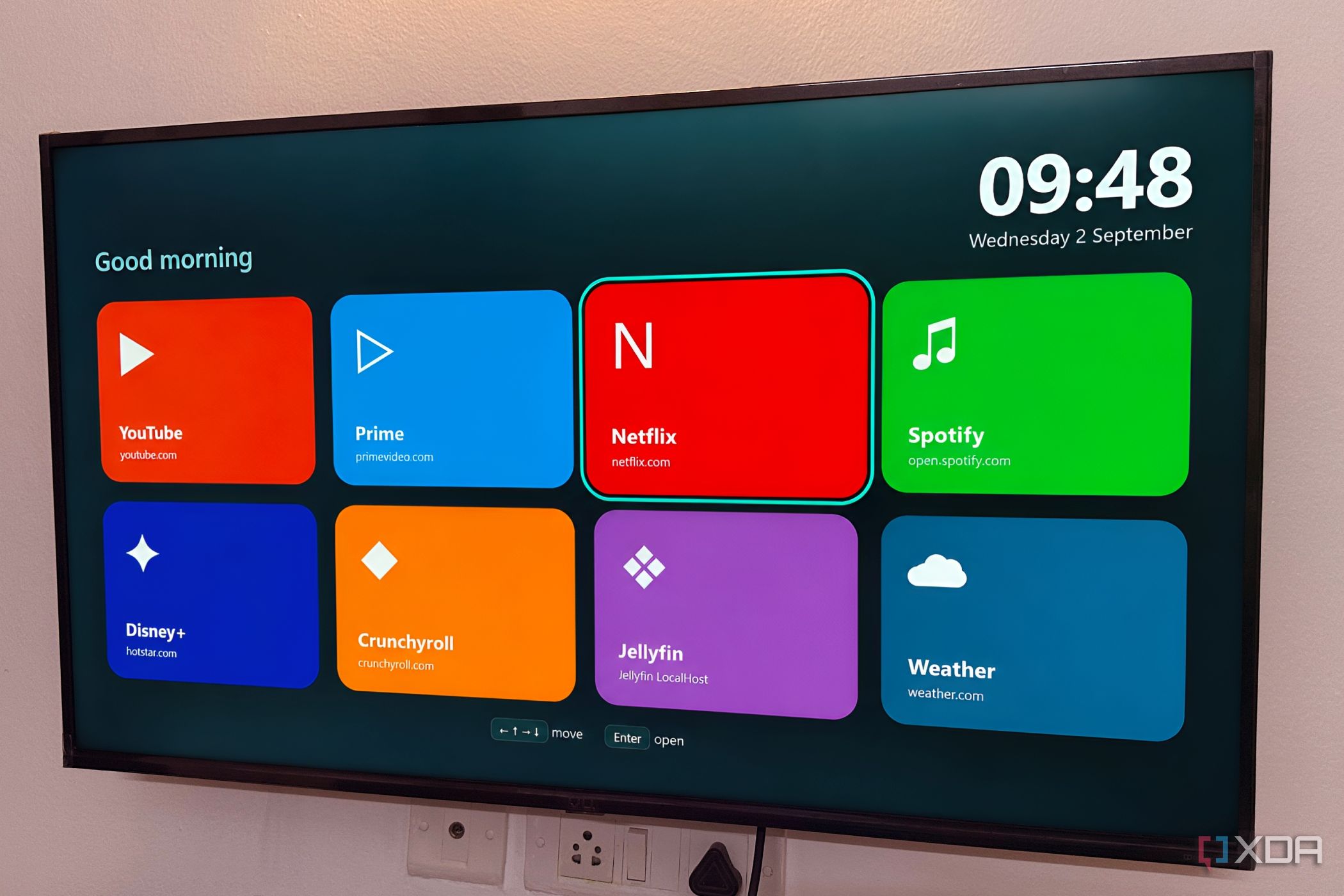 TV homepage on Windows 11 laptop connected to TV.