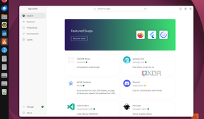 Screenshot of the App Center in Ubuntu 26.04 showing a banner with text reading "Featured Snaps"