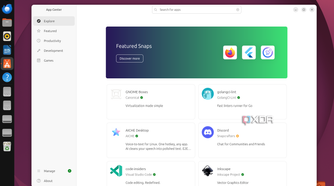 Screenshot of the App Center in Ubuntu 26.04 showing a banner with text reading "Featured Snaps"