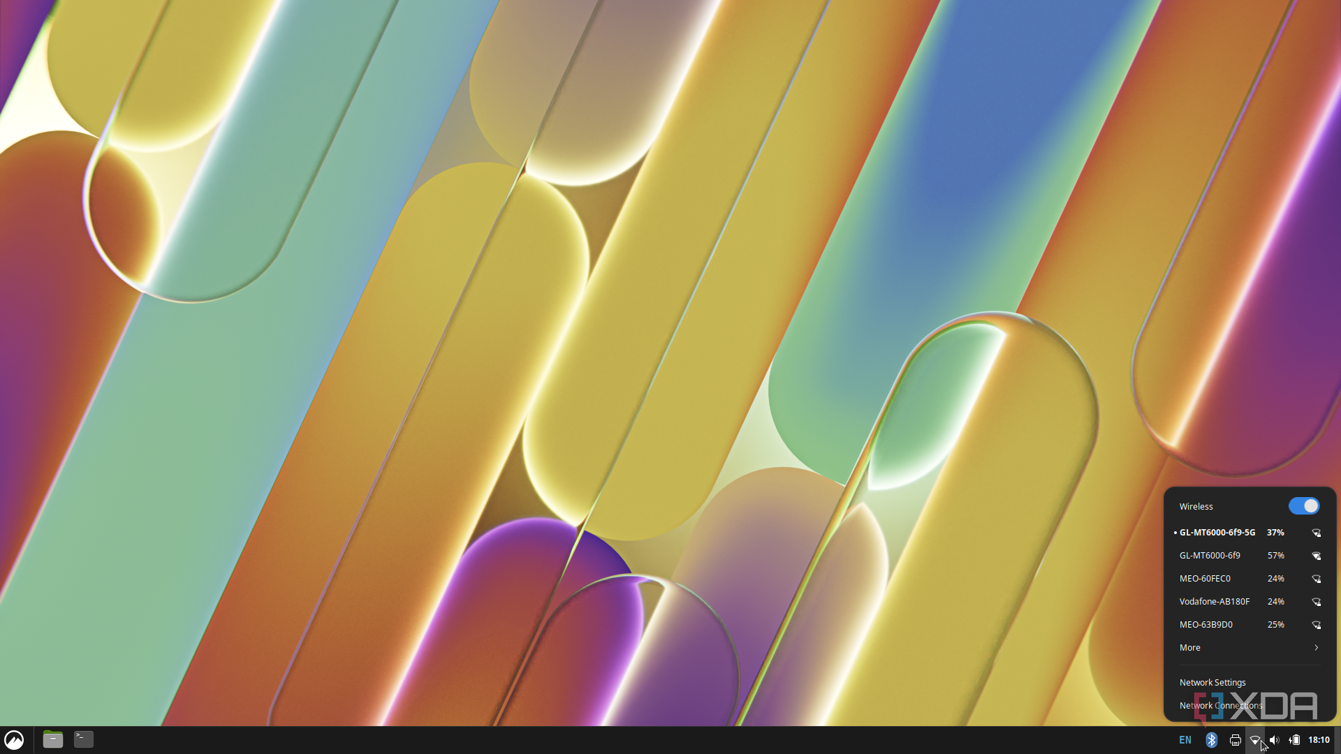 Screenshot of the Cinnamon desktop on Ubuntu showing the Wi-Fi connection flyout