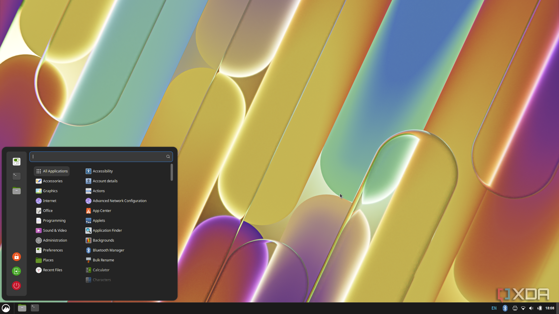 Screenshot of the app launcher on the Cinnamon desktop in Ubuntu