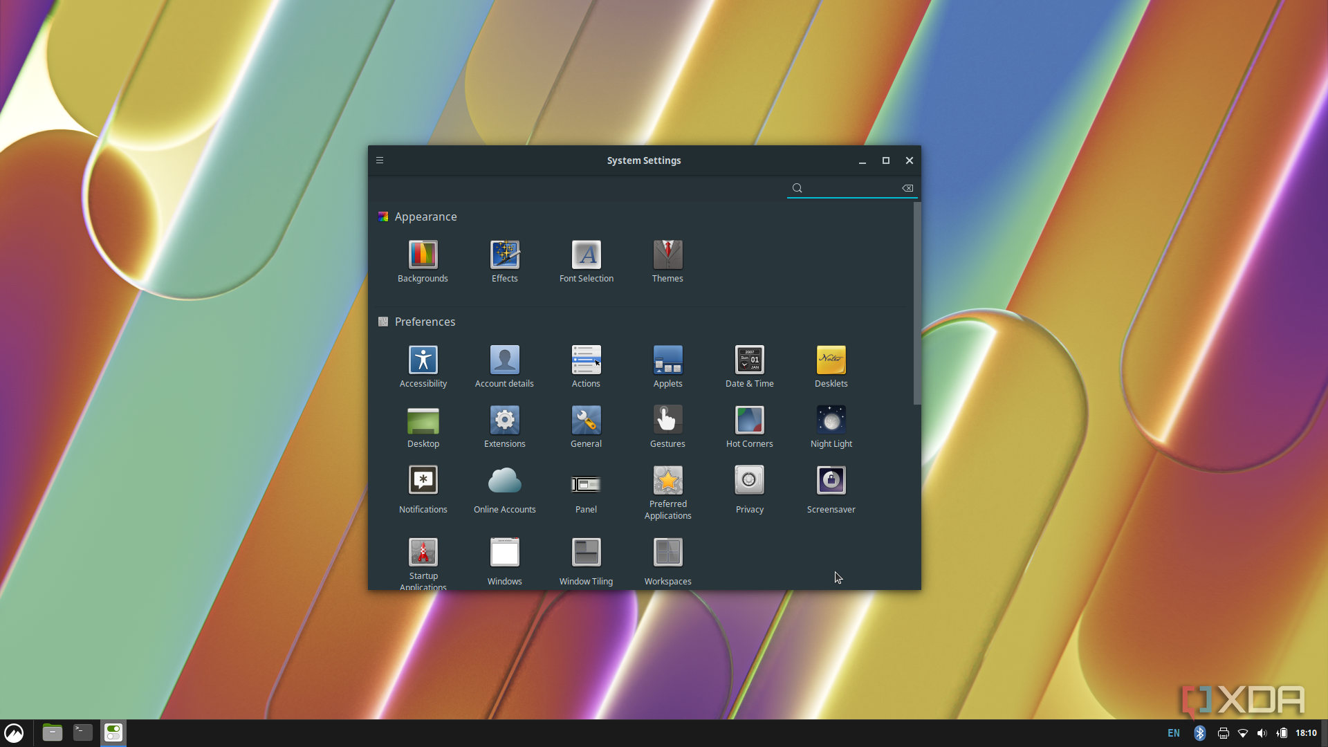 Screenshot of the System Settings app on the Cinnamon desktop in Ubuntu