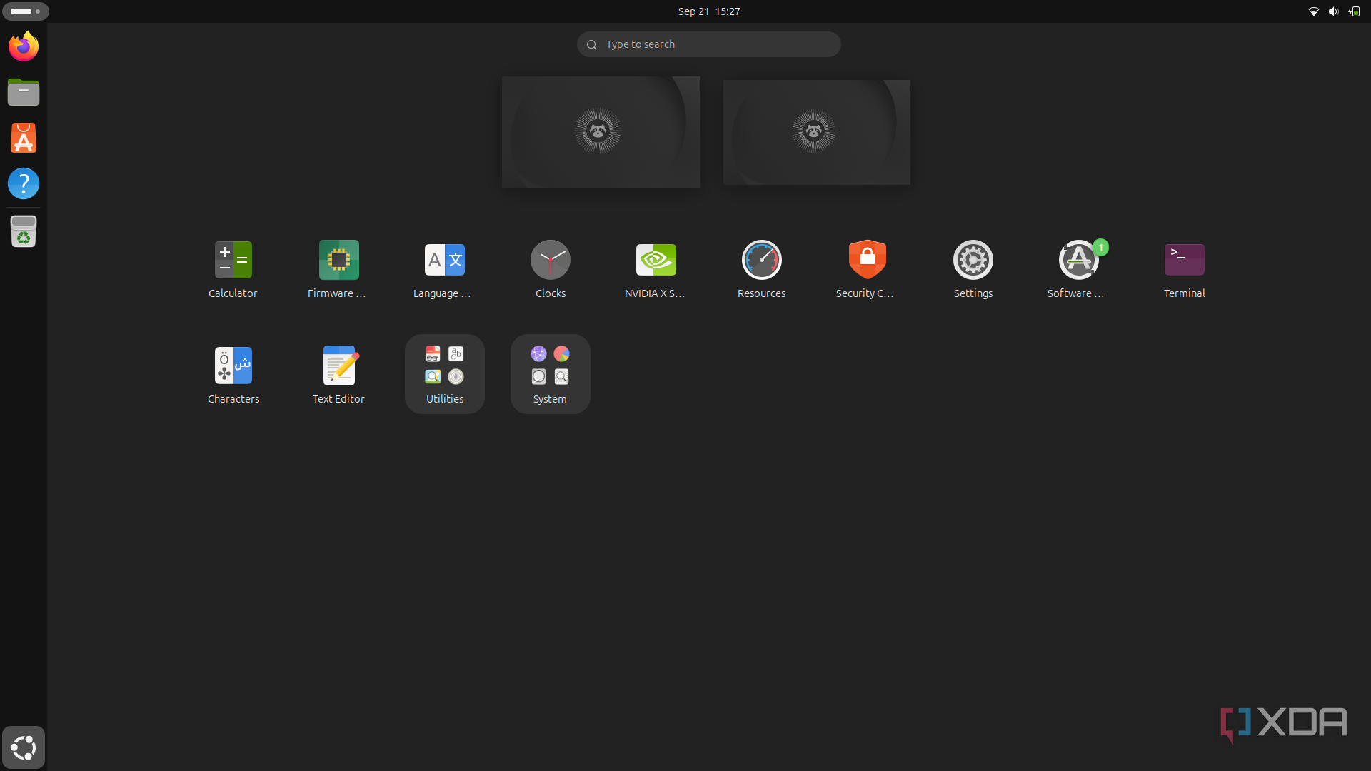 Screenshot of the app launcher in GNOME on Ubuntu