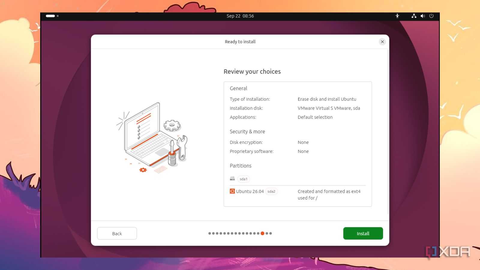 screenshot of ubuntu install