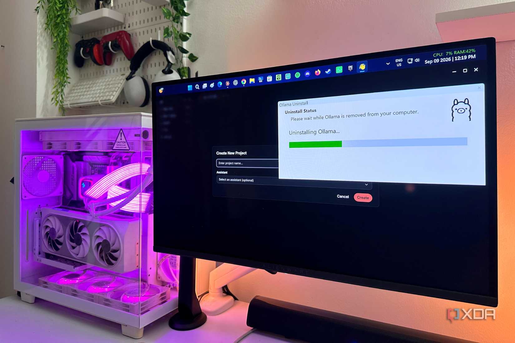 Jan AI on desktop with Ollama being uninstalled.