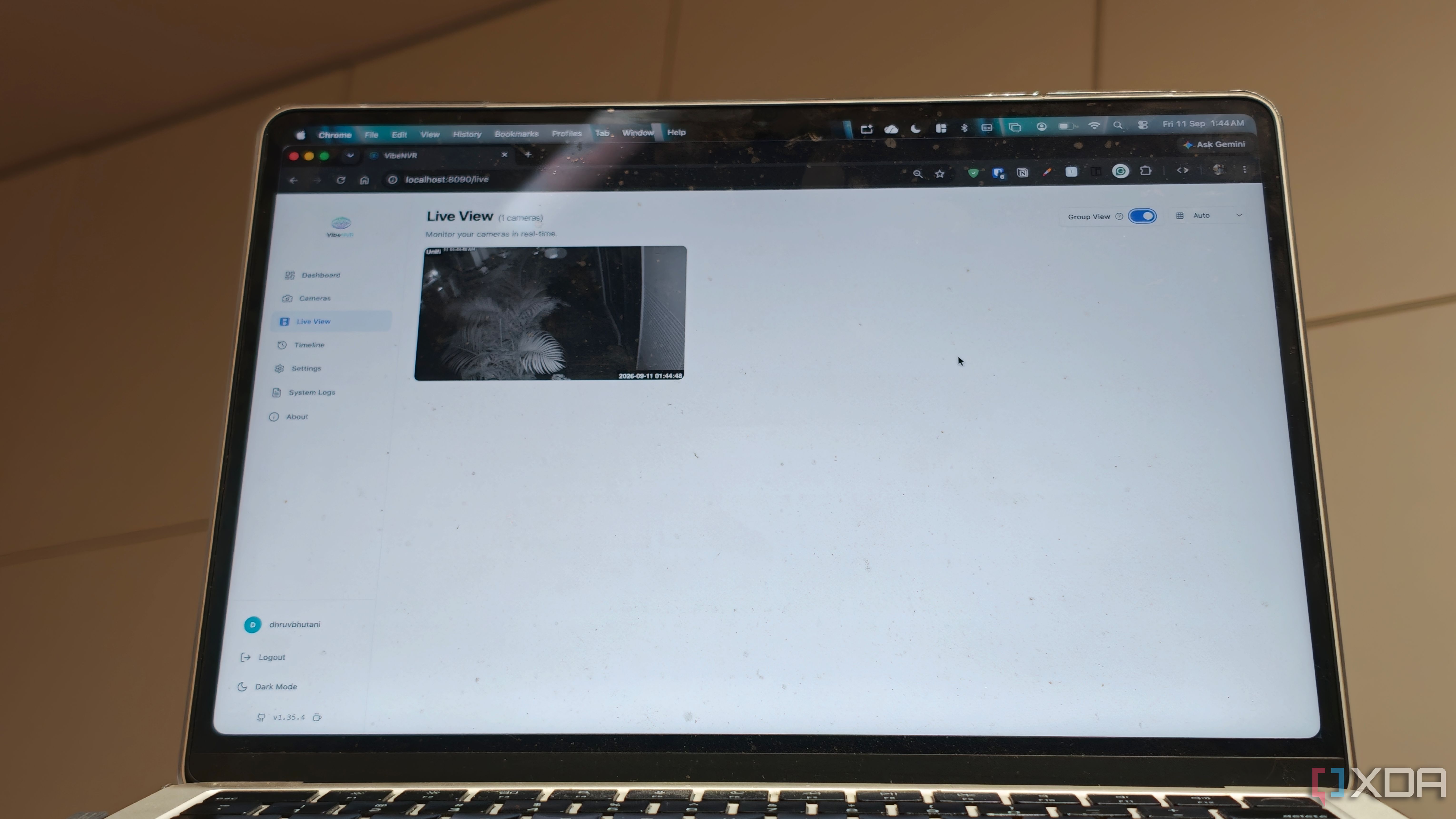 VibeNVR running on a Mac