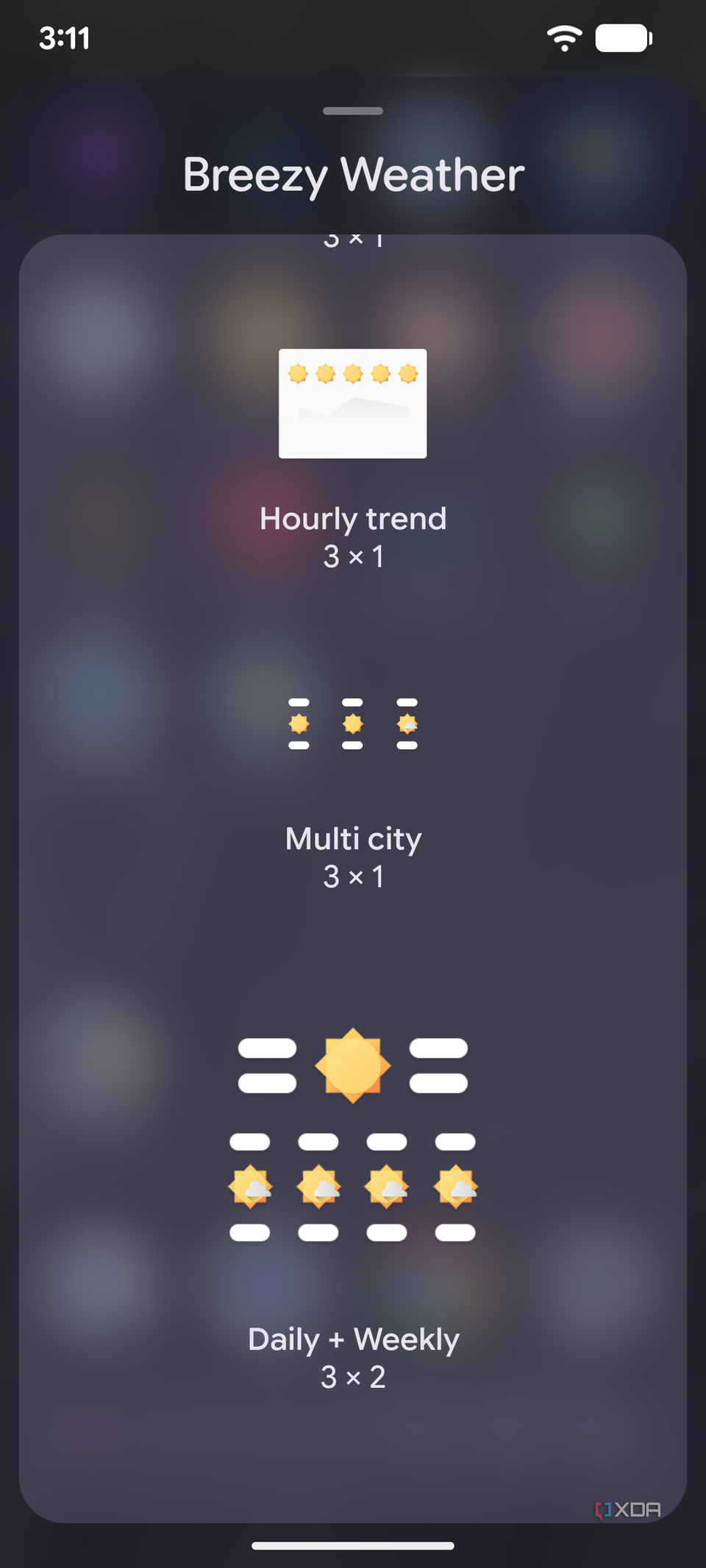 интерфейс настроек и виджетов Breezy Weather