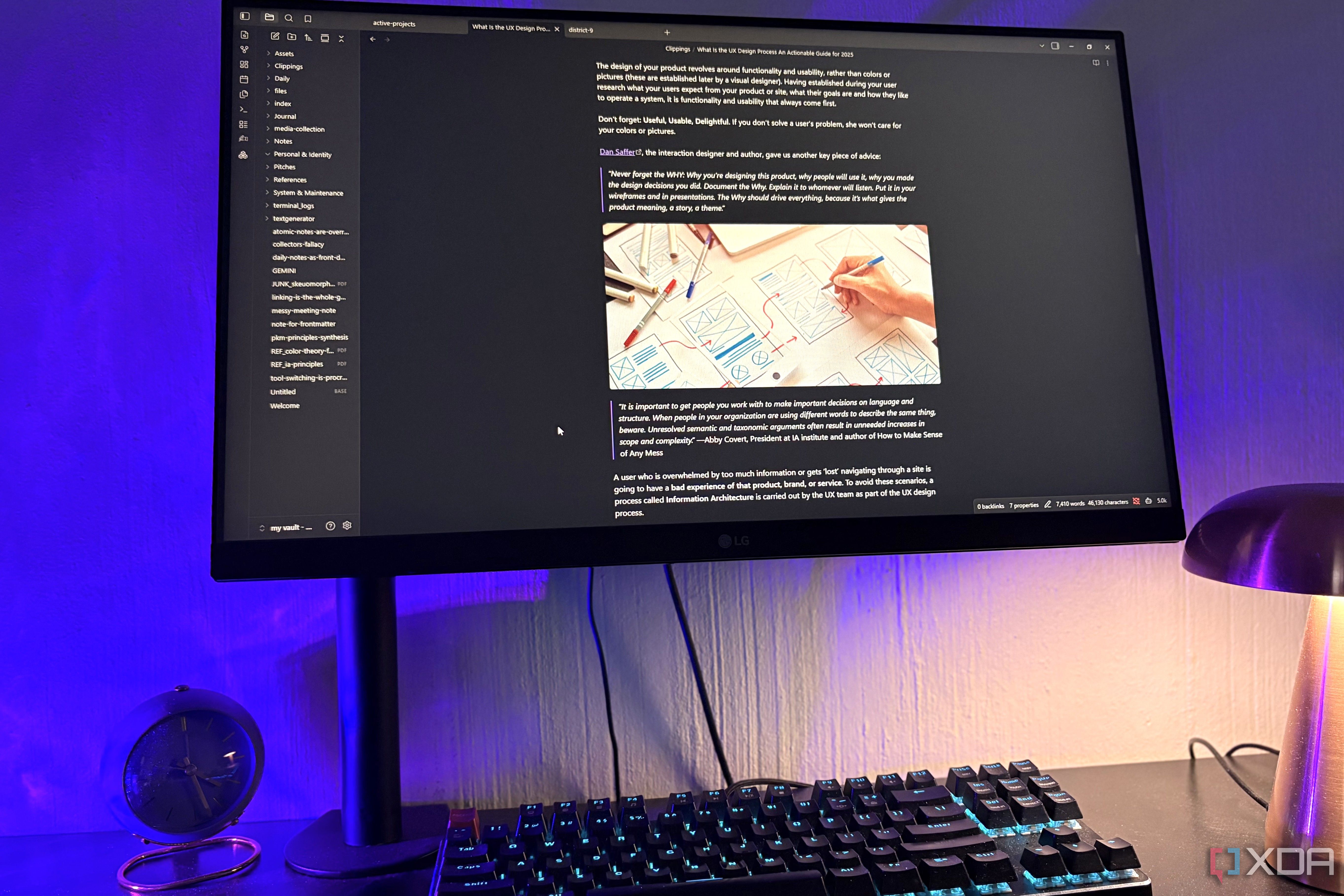 web page in obsidian on desktop pc