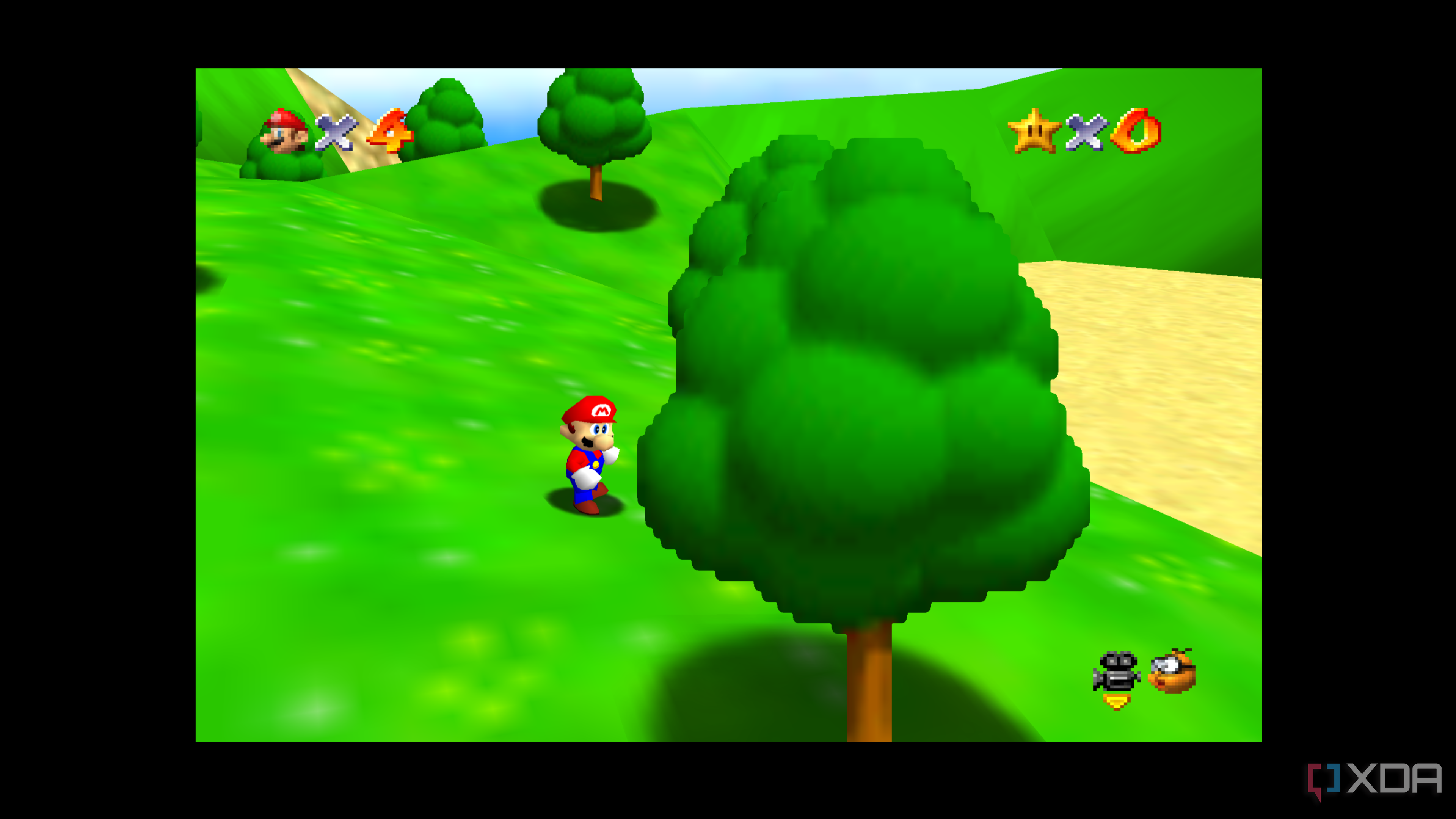 A screenshot from Super Mario 64.