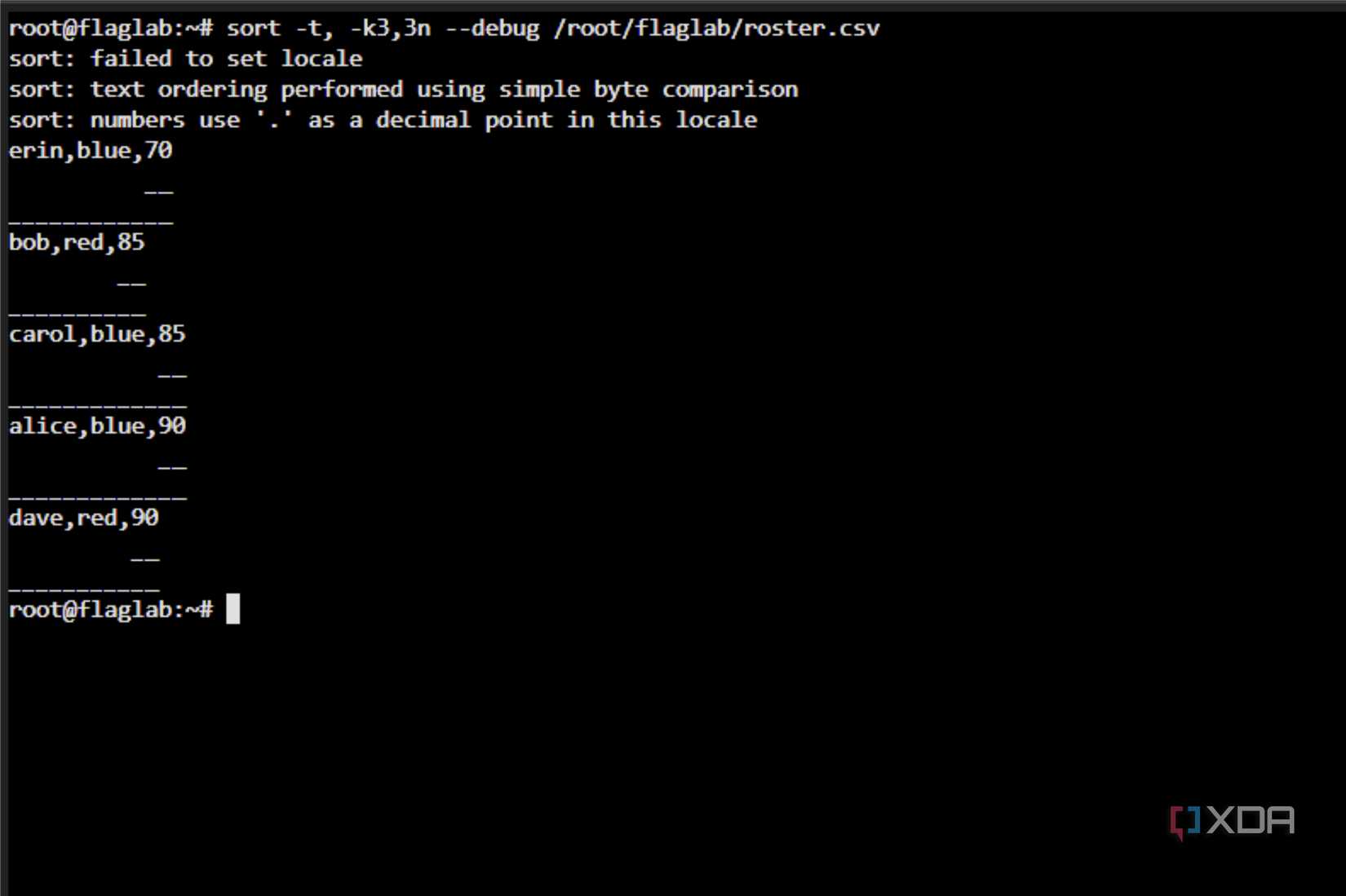sort debug
