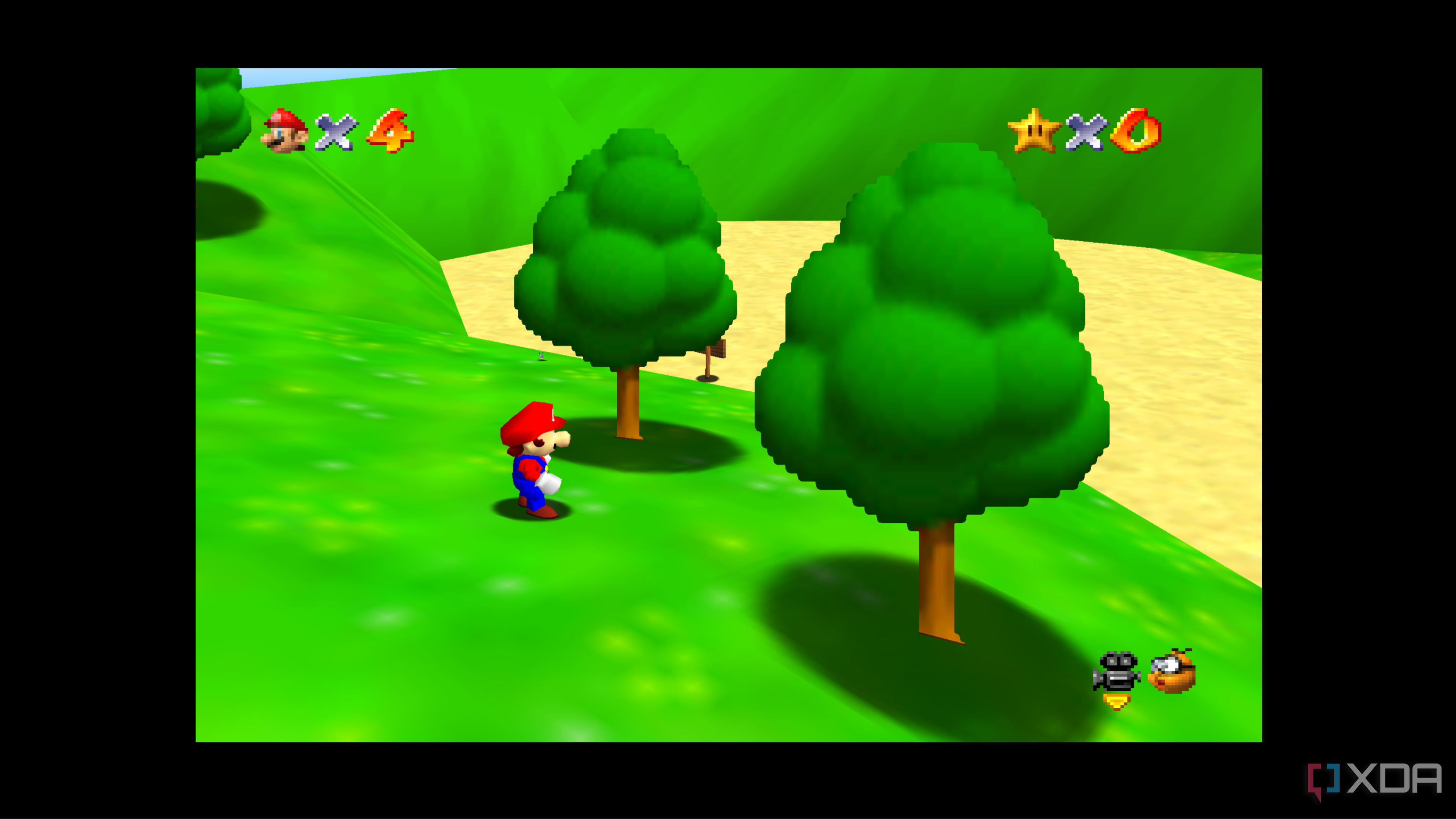 A screenshot from Super Mario 64.