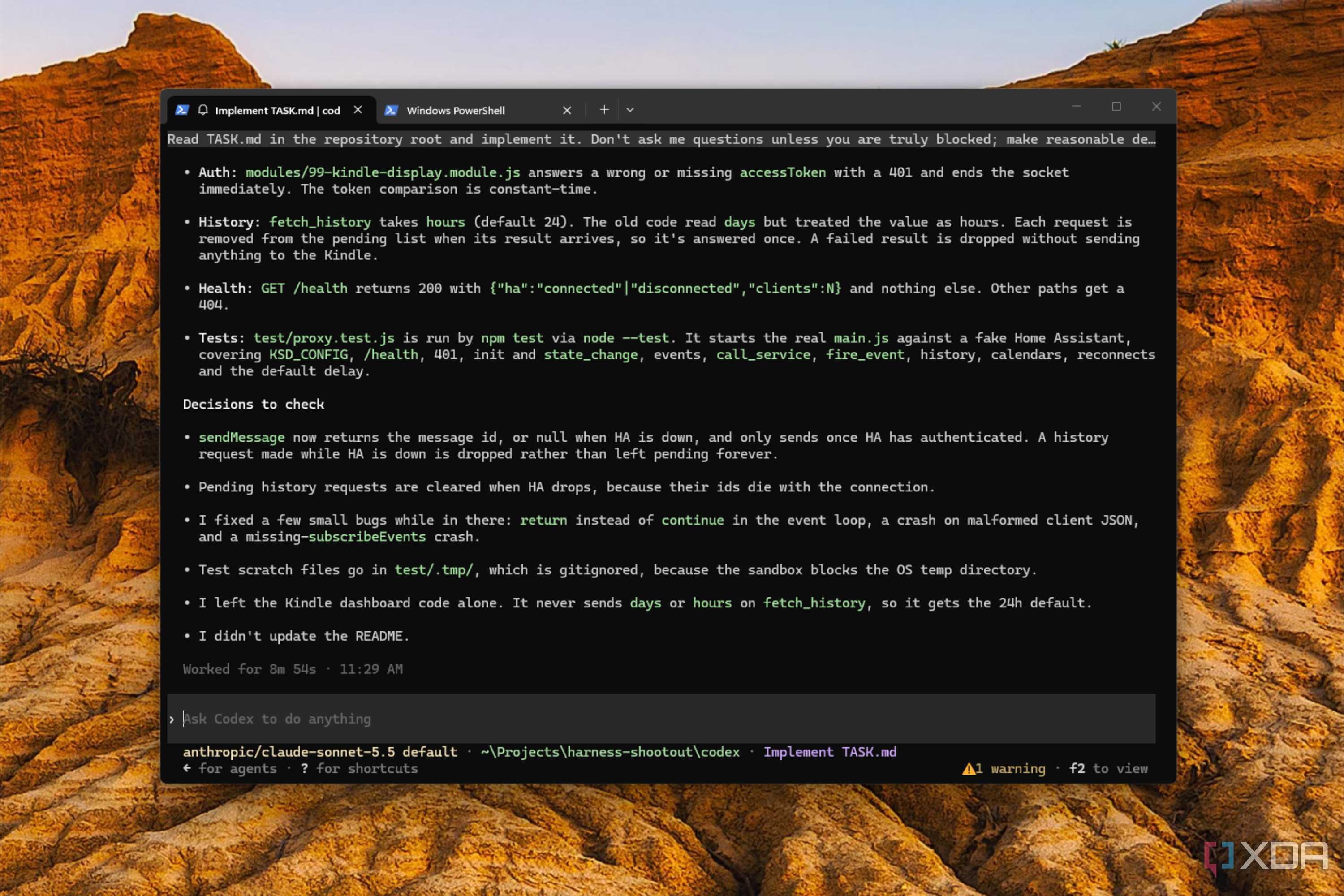 codex cli finished first prompt
