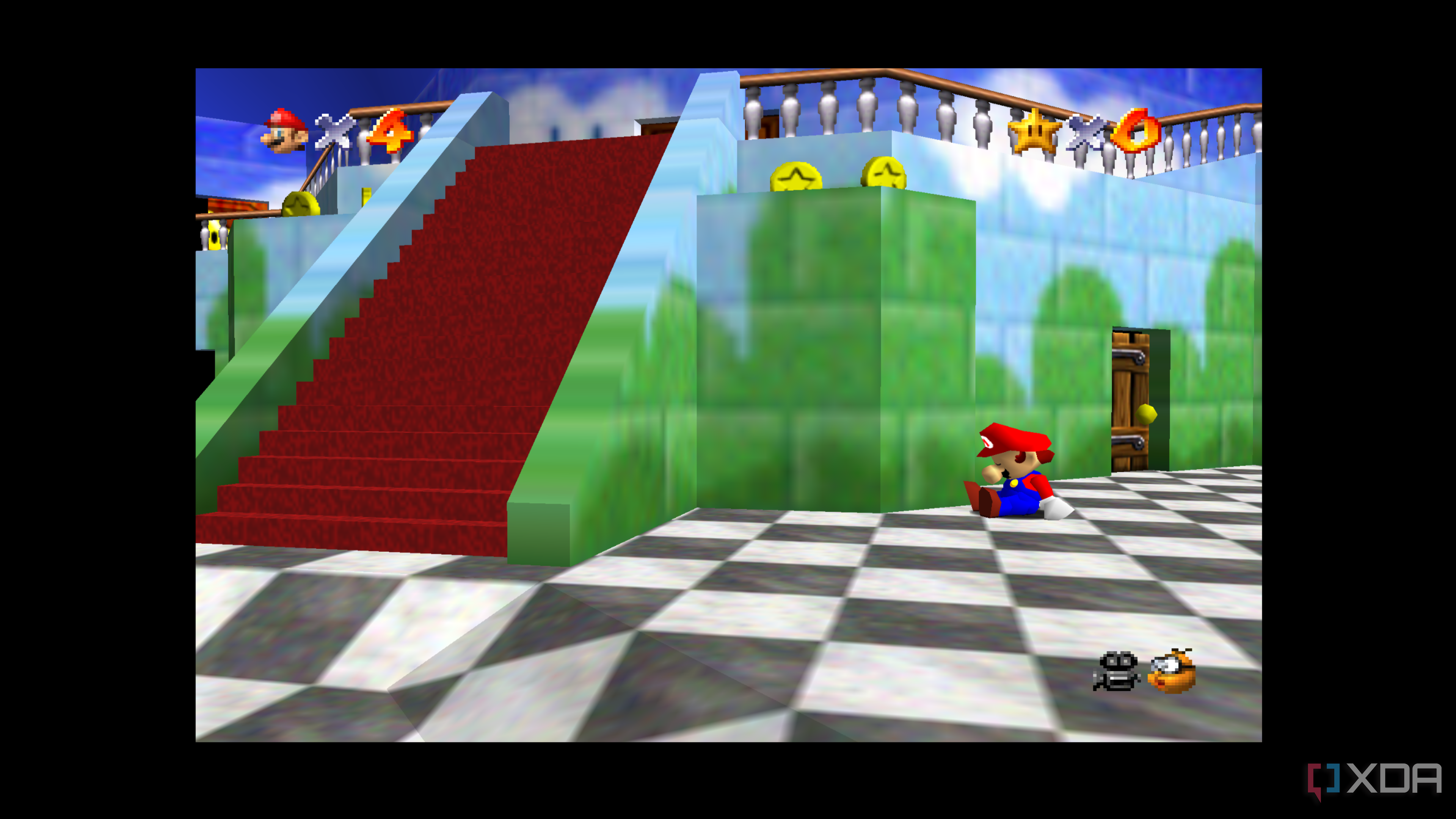 A screenshot from Super Mario 64.