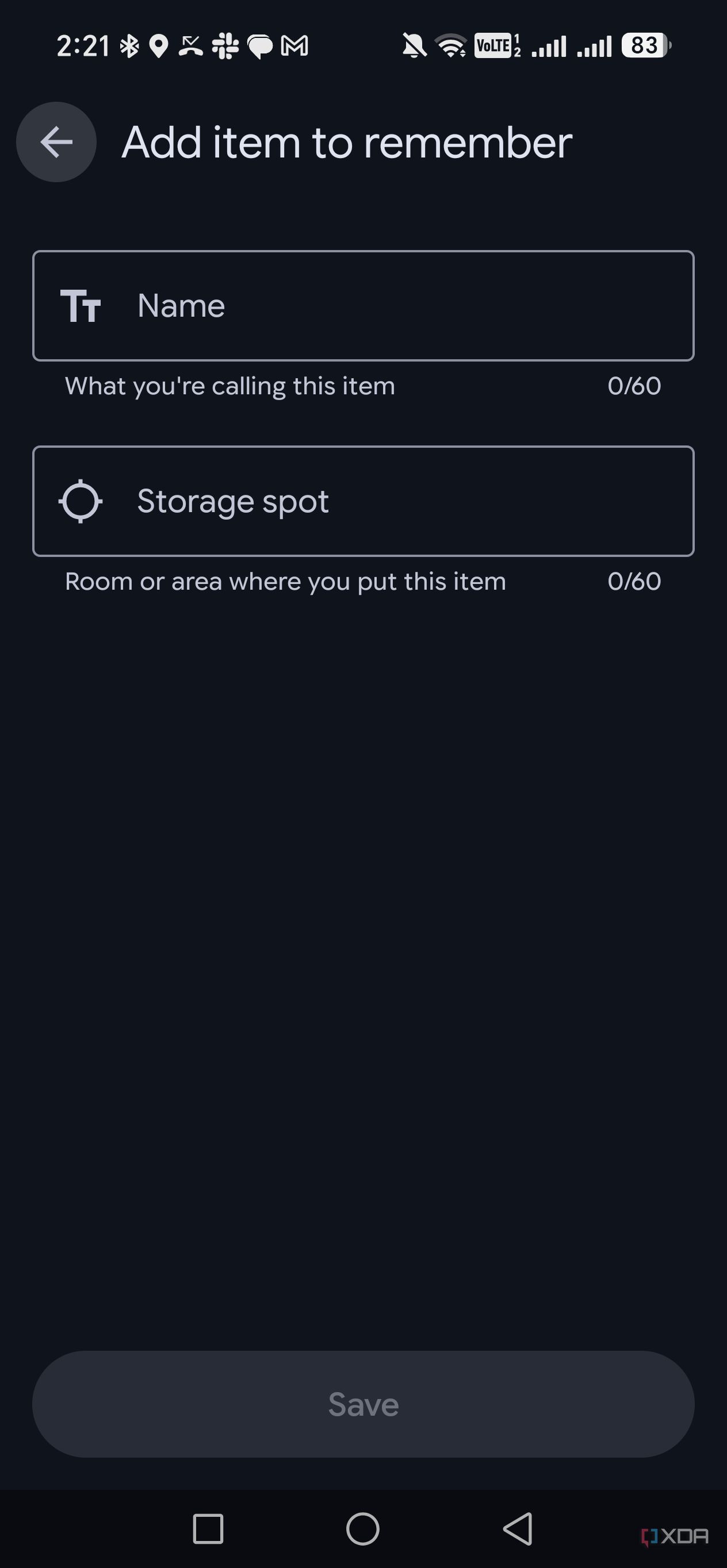 adding an item to remembered in find hub