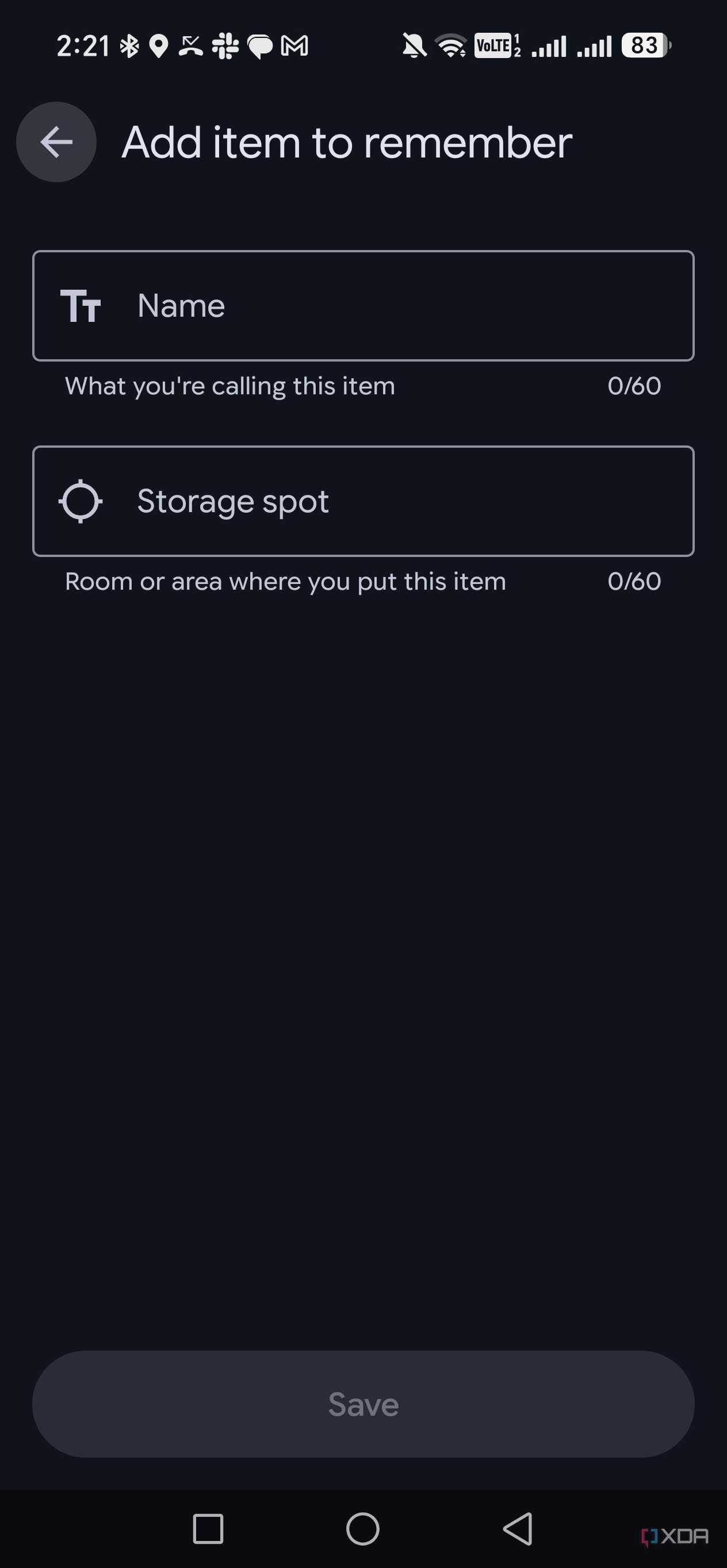 adding an item to remembered in find hub