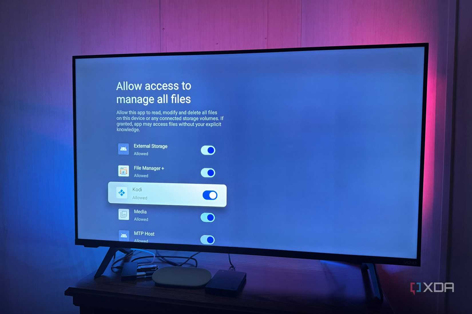 Allow Access to Manage Files for Kodi