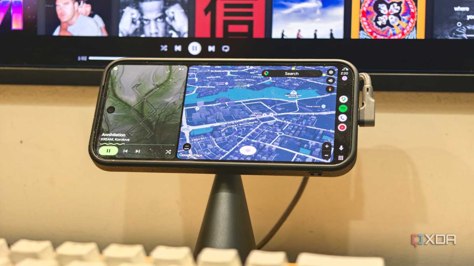 Android Auto front view spotify maps