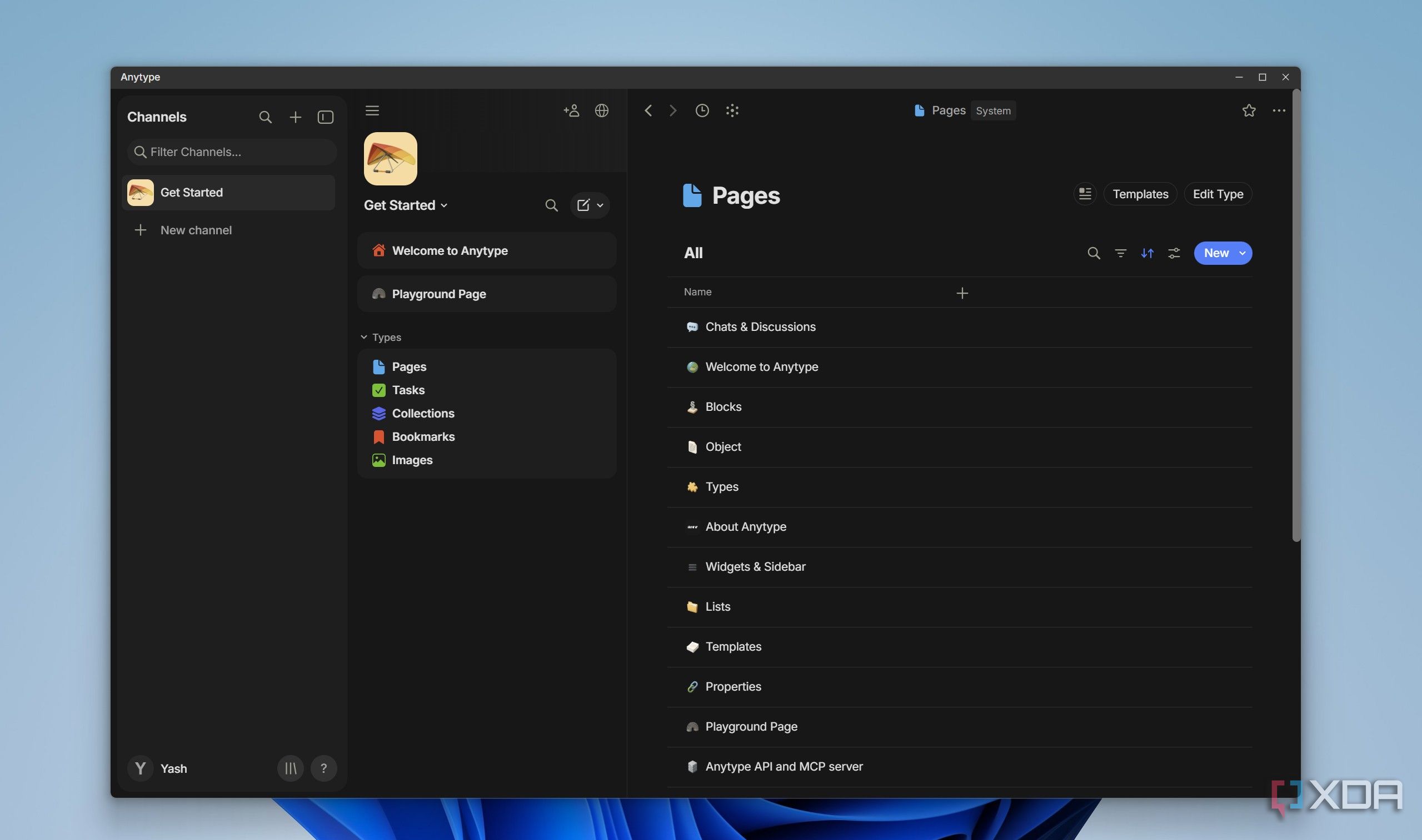 Pages in Anytype