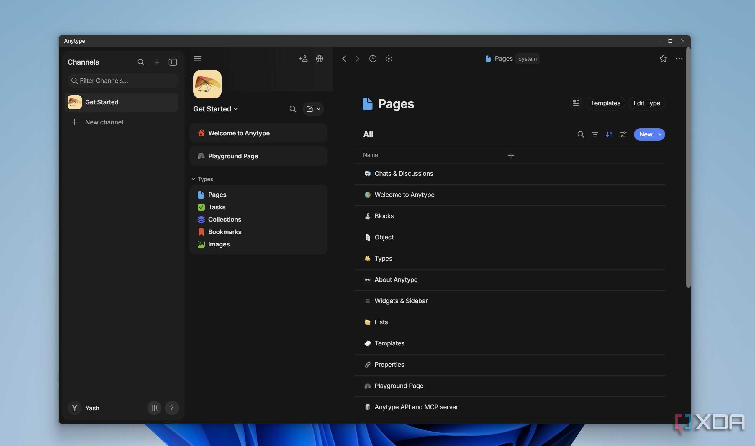 Pages in Anytype