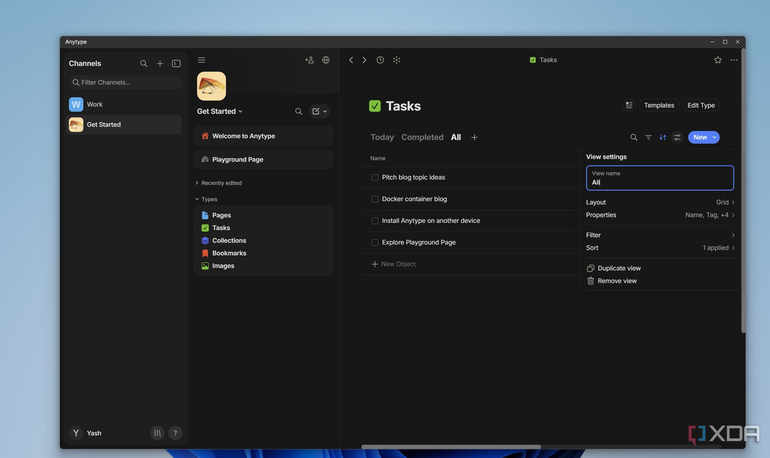 Tasks in Anytype
