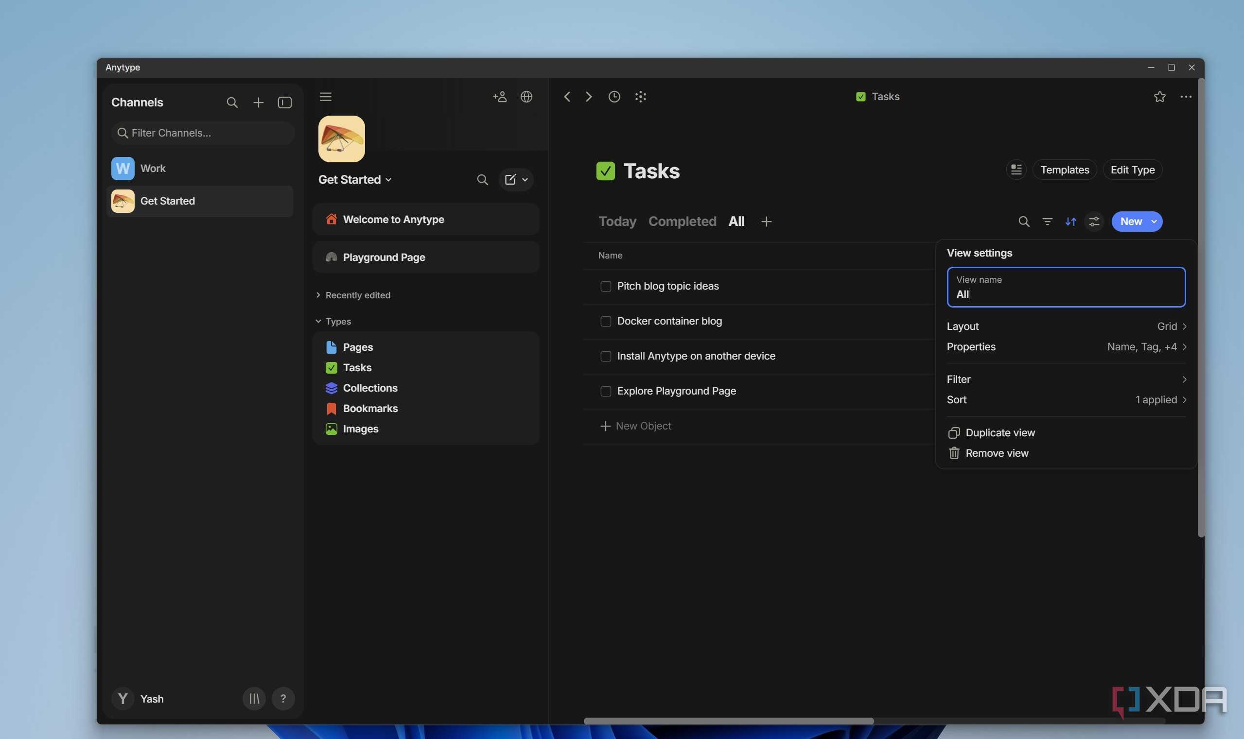 Tasks in Anytype