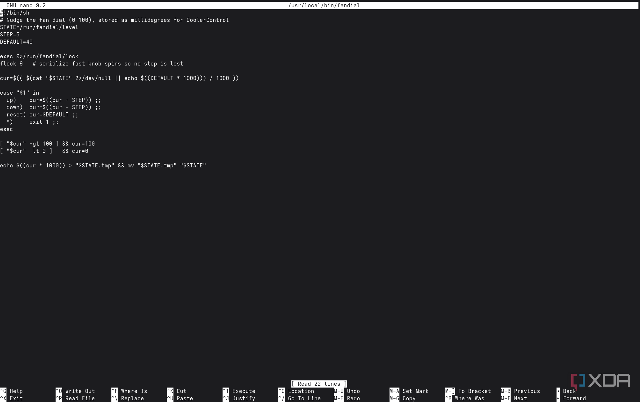 A manual fan control script