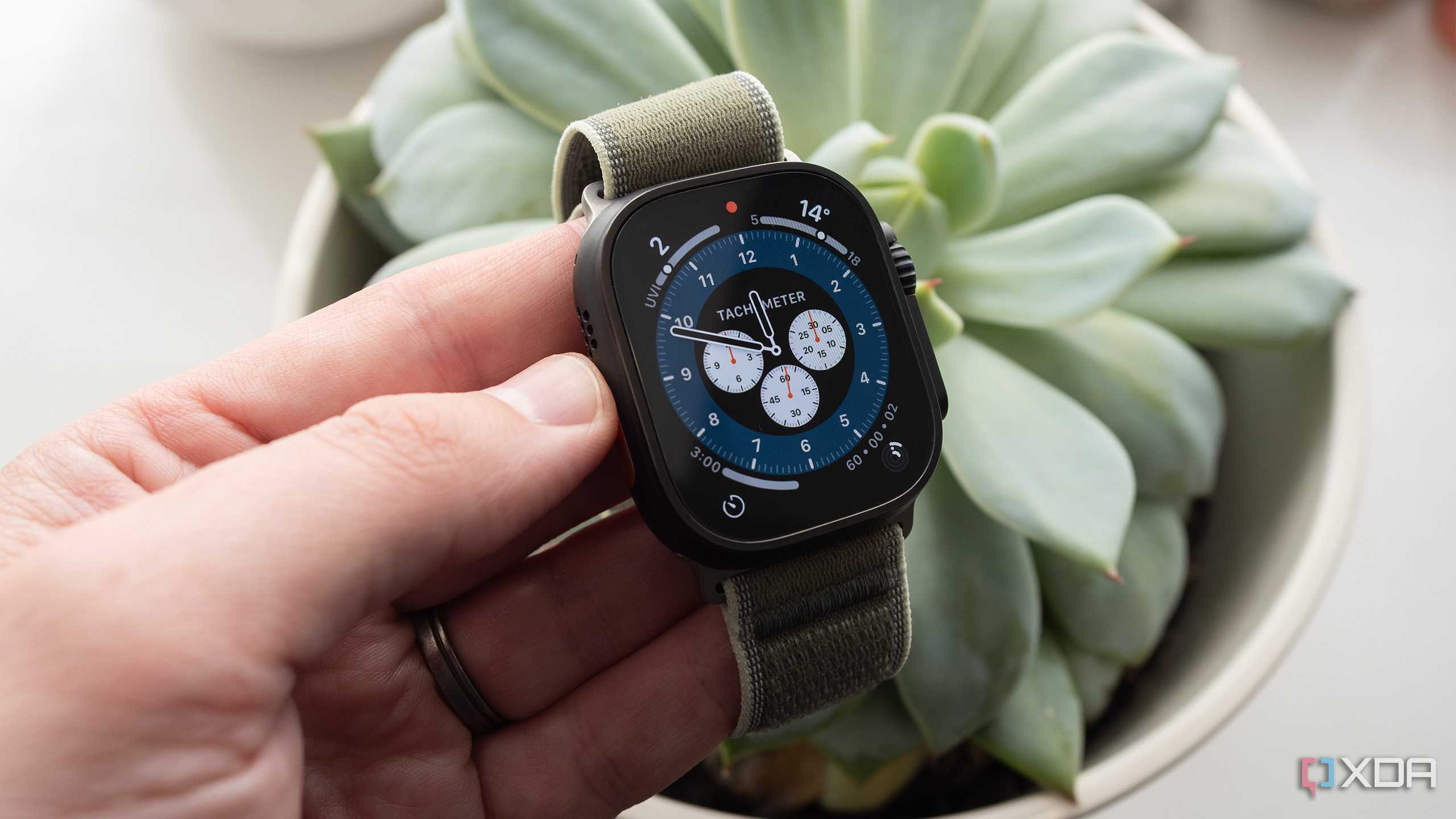 The Apple Watch Ultra from a side angle