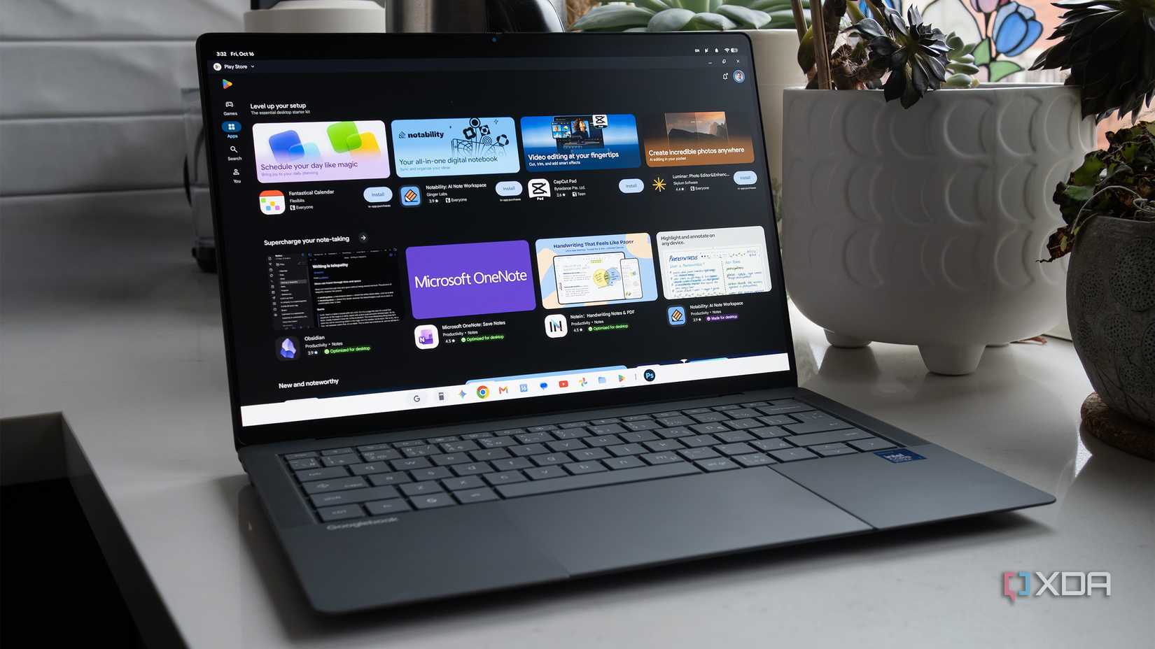 Asus' Googlebook 14 with the Google Play Store open 