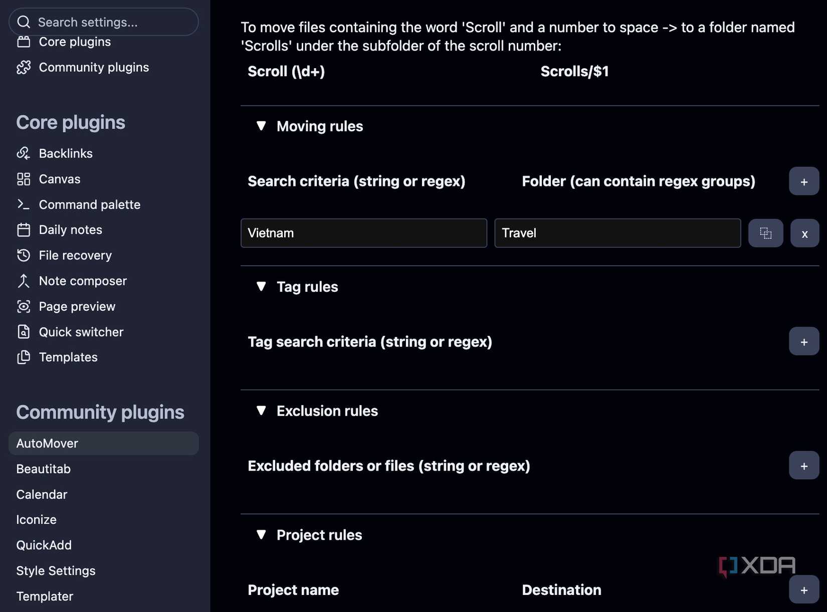 AutoMove plugin for Obsidian