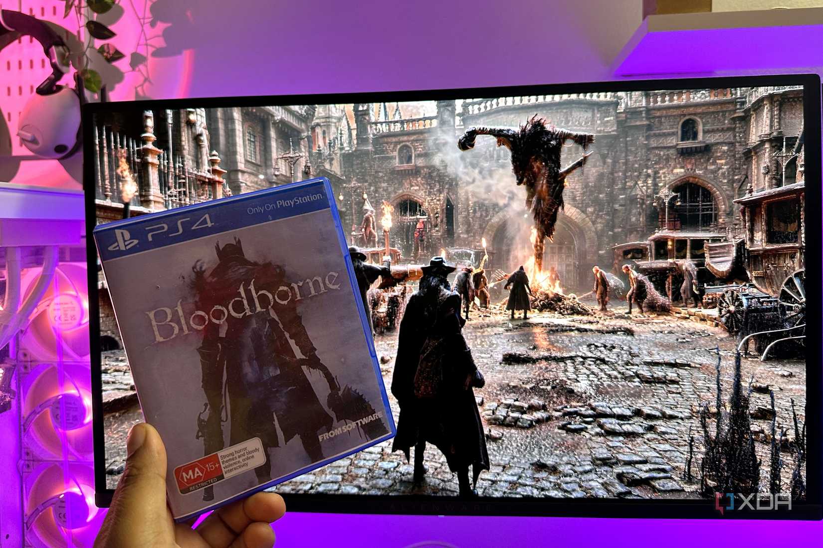 Bloodborne PS4 disc with Bloodborne on PC with DLSS 5.