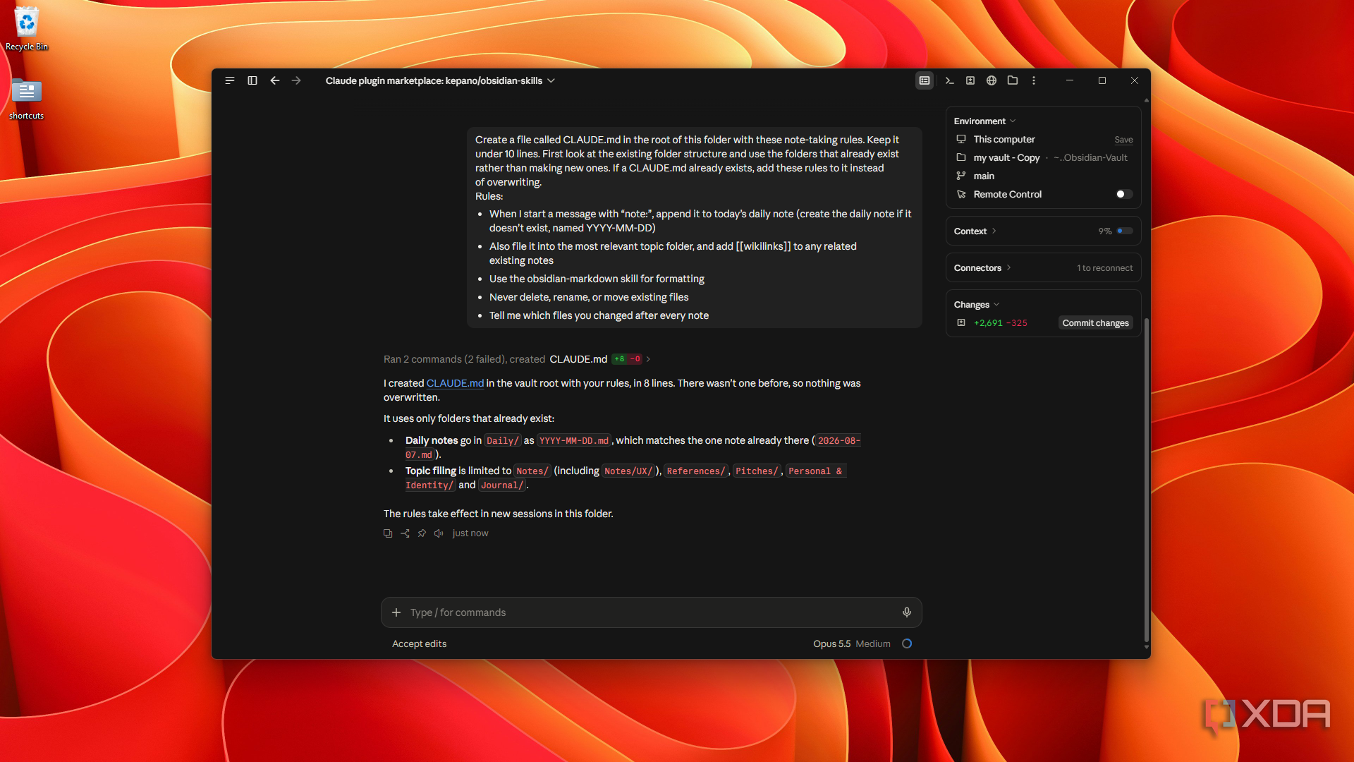 building CLAUDE md with note-taking rules in Claude Code