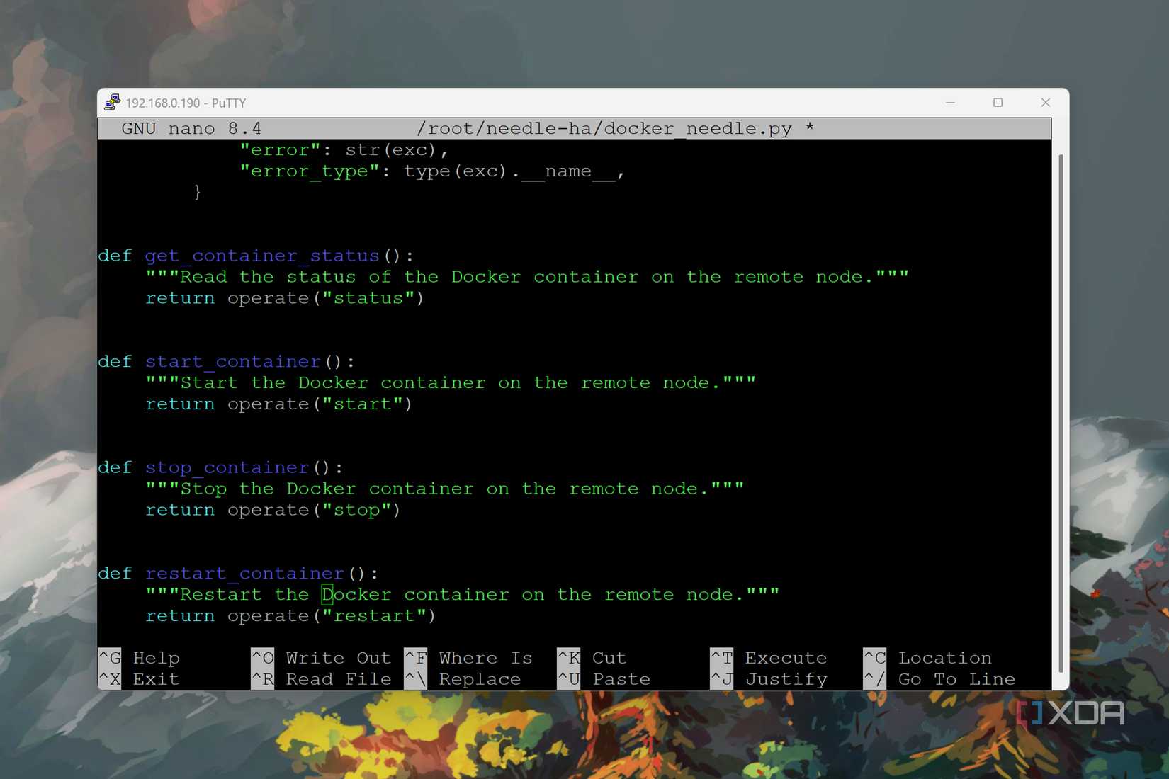 Creating a Python script to control a remote Docker node